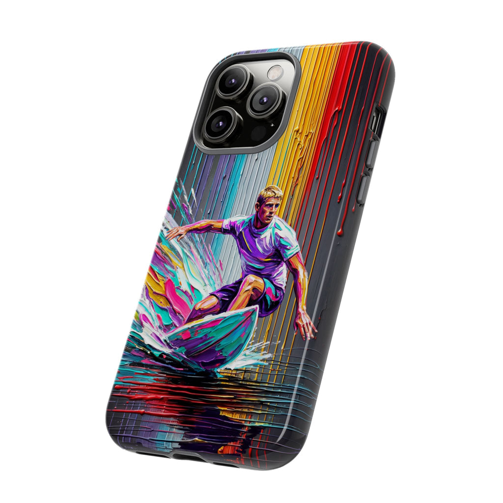 Surfing Art iPhone Case | Colourful Wave Surfer Protective Cover