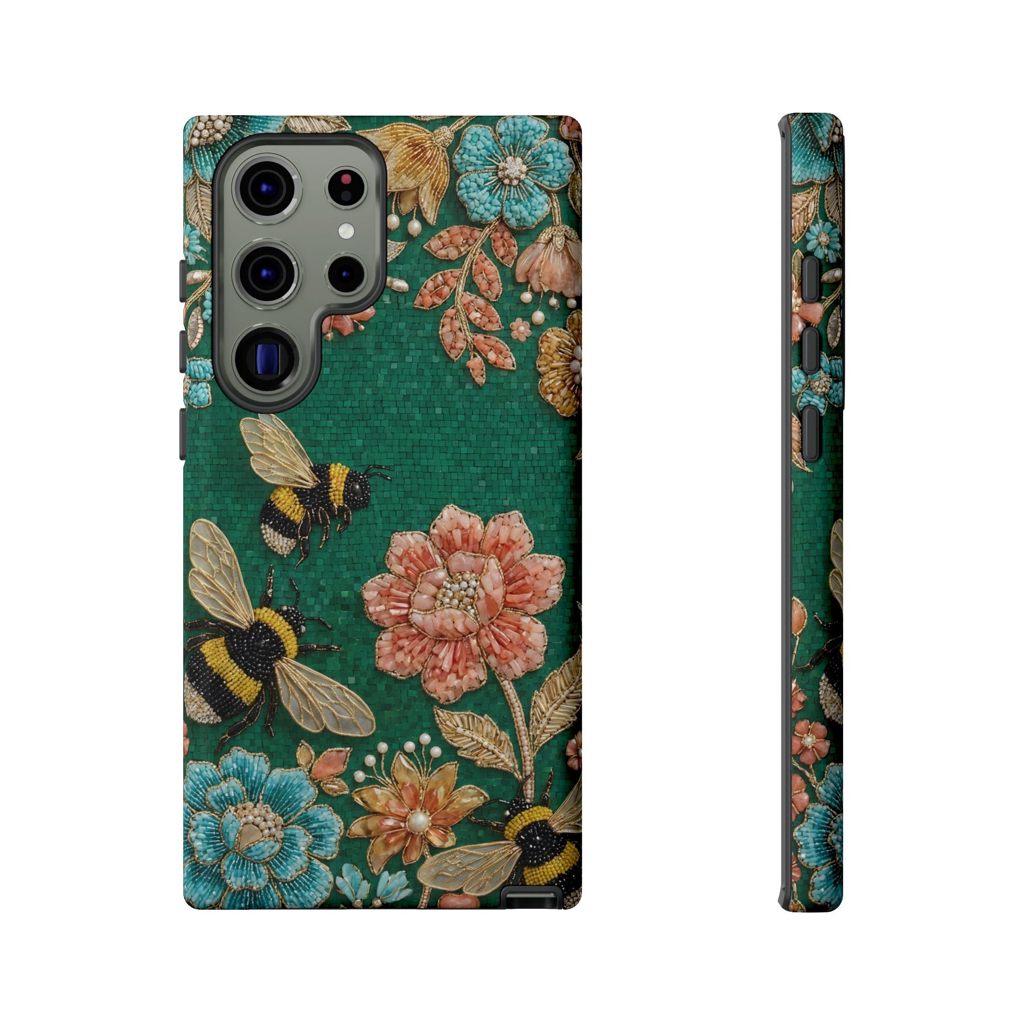 Floral Bumblebee Tough Samsung Galaxy Phone Case | Protective Botanical Phone Cover