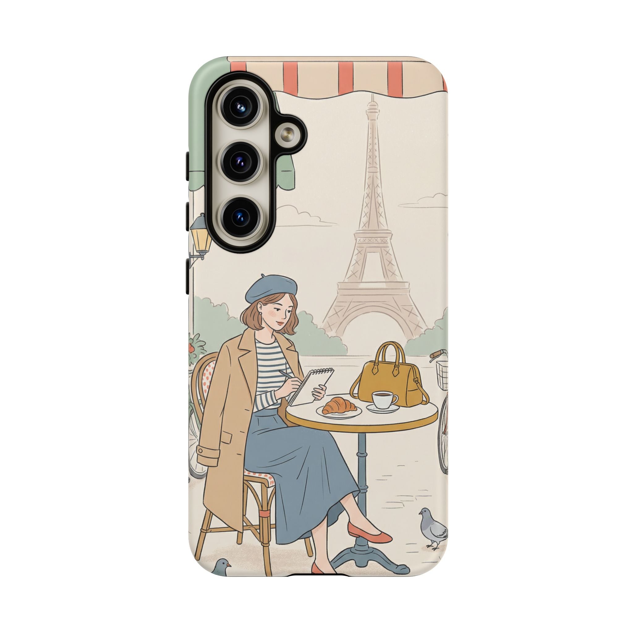 Paris Cafe Samsung Galaxy Phone Case | Cute Vintage Eiffel Tower Travel