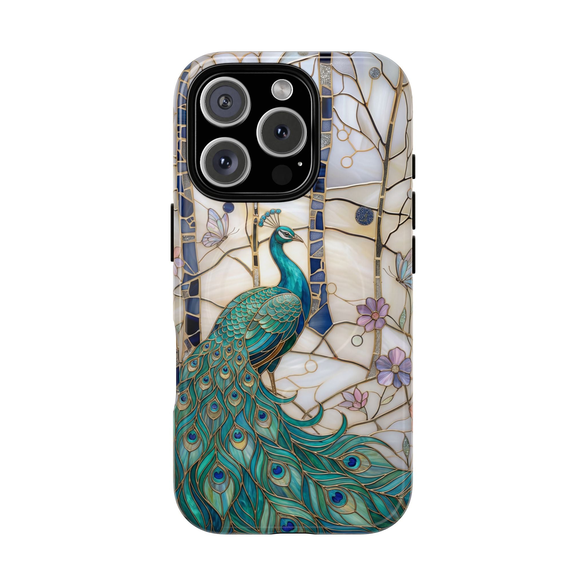 Peacock Stained Glass Tough MagSafe Phone Case