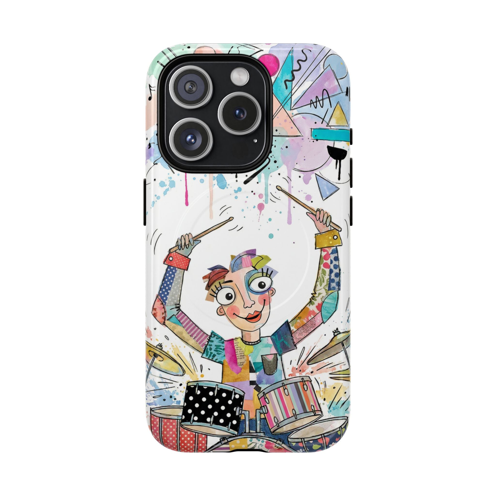Drummer Boy MagSafe iPhone Case | Colorful Cartoon Drum Kit Protective Cover