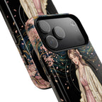 Floral Starry Night MagSafe iPhone Case | Elegant Girl in Pink Dress