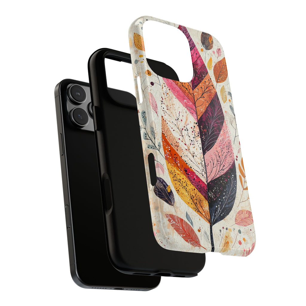 Autumn Leaf Tough iPhone Case | Watercolour Feathered Fall Design