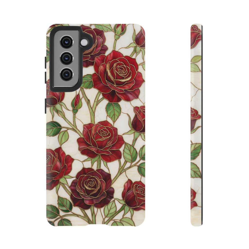 Custodia resistente per Samsung Galaxy con motivo floreale vintage a rosa rossa