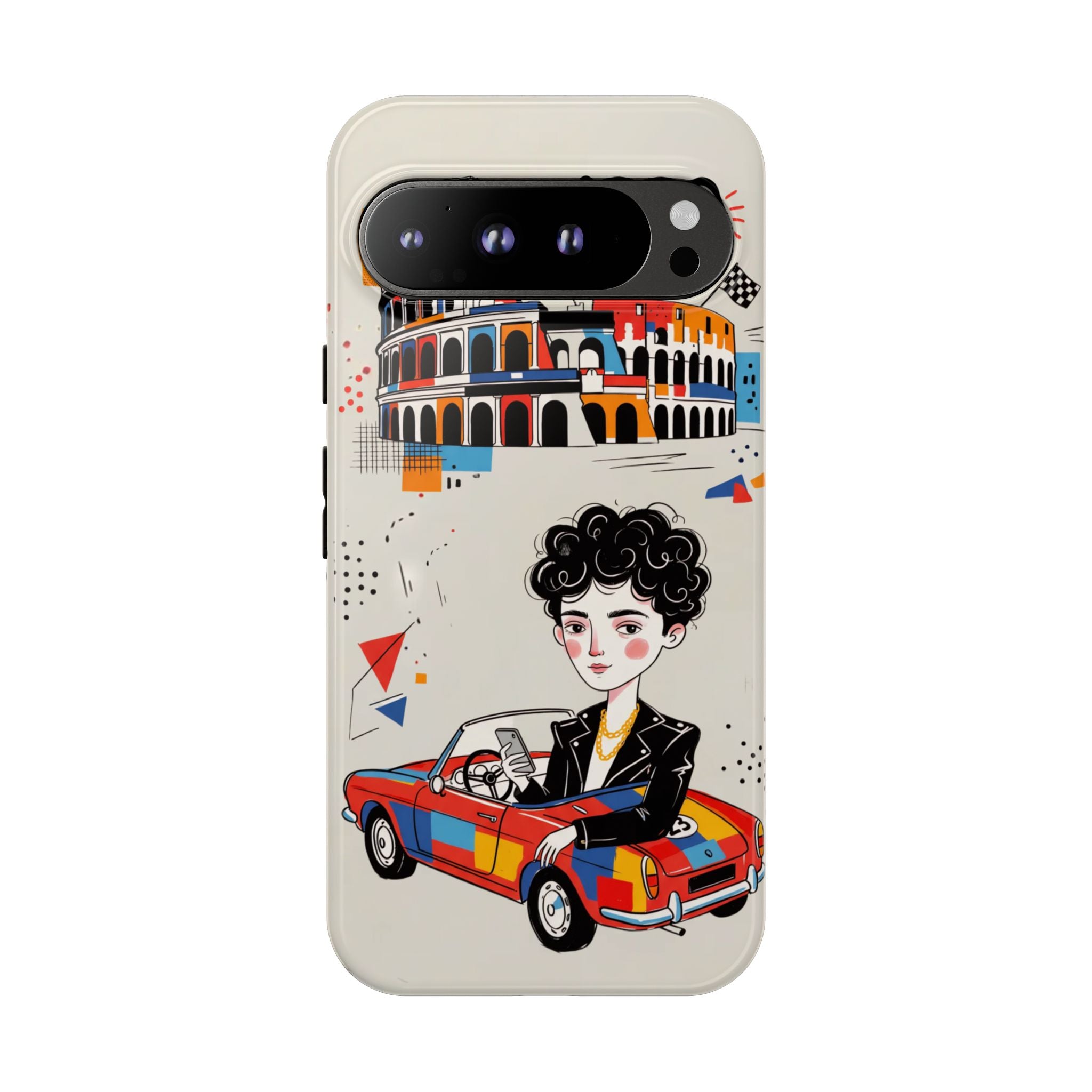 Retro Mille Miglia Car Illustration with Driver Google Pixel Phone Case