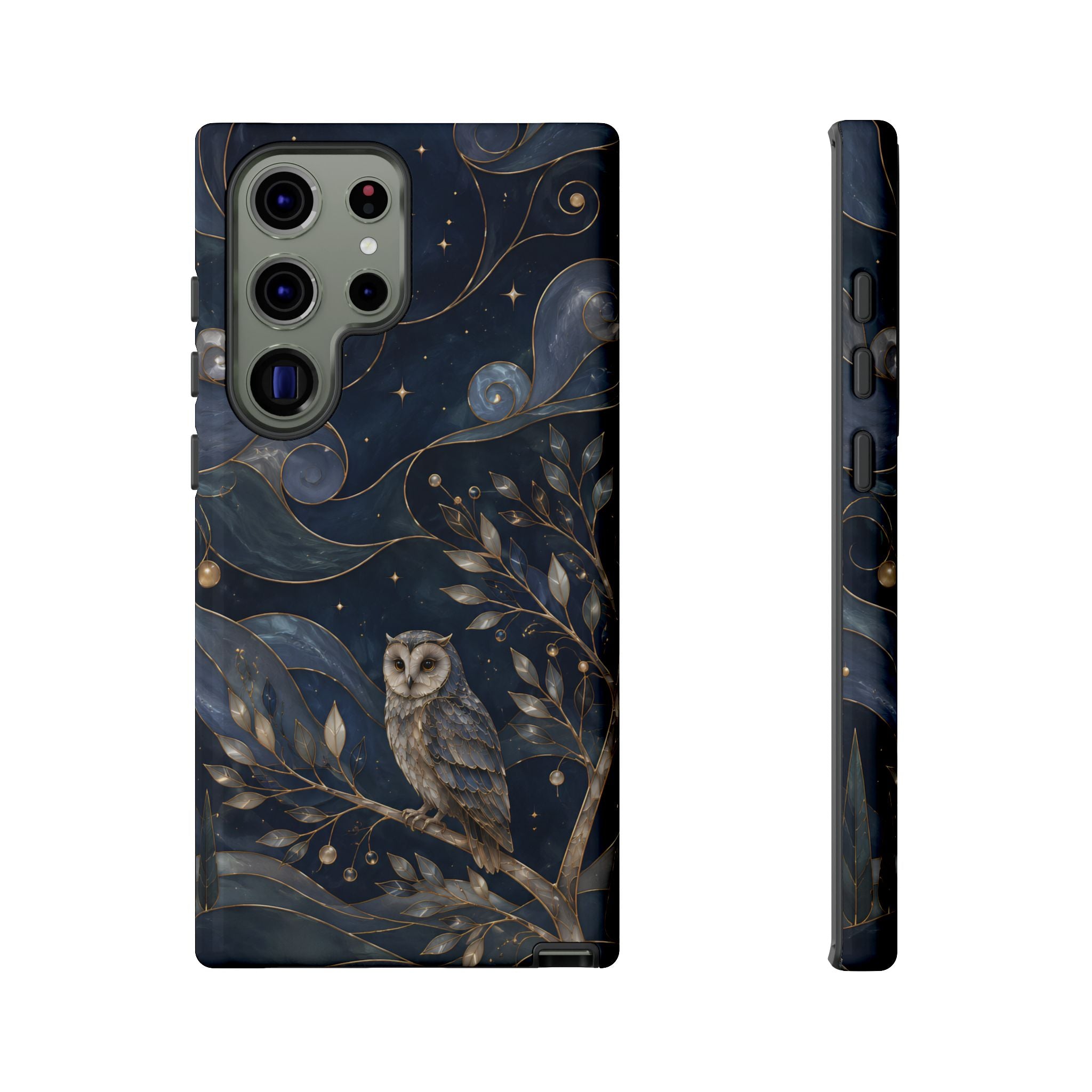 Barn Owl Samsung Galaxy Phone Case | Midnight Forest Art Cover
