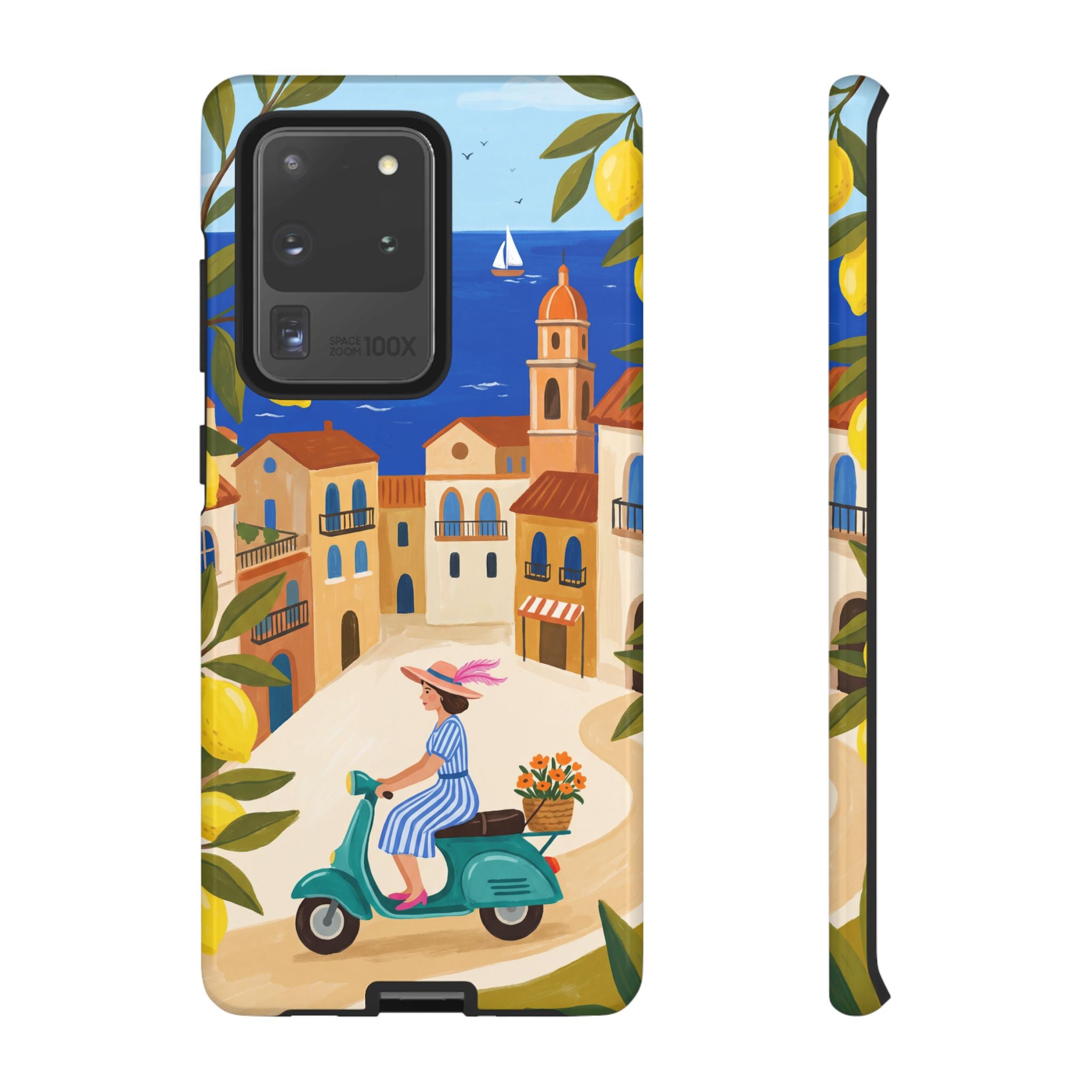 Mediterranean Scooter Samsung Galaxy Phone Case | Coastal Lemon Grove Design