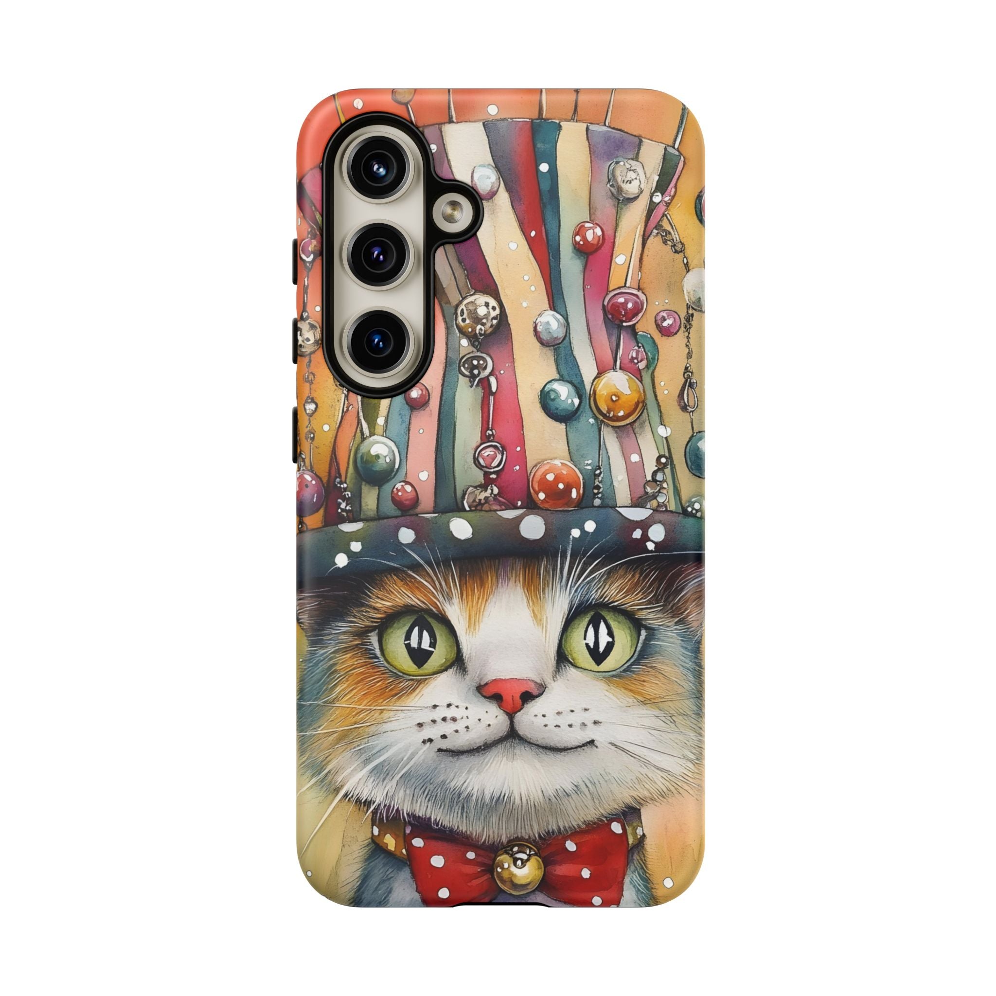 Cat in Colourful Top Hat Samsung Galaxy Case — Whimsical Cat Art iPhone Case