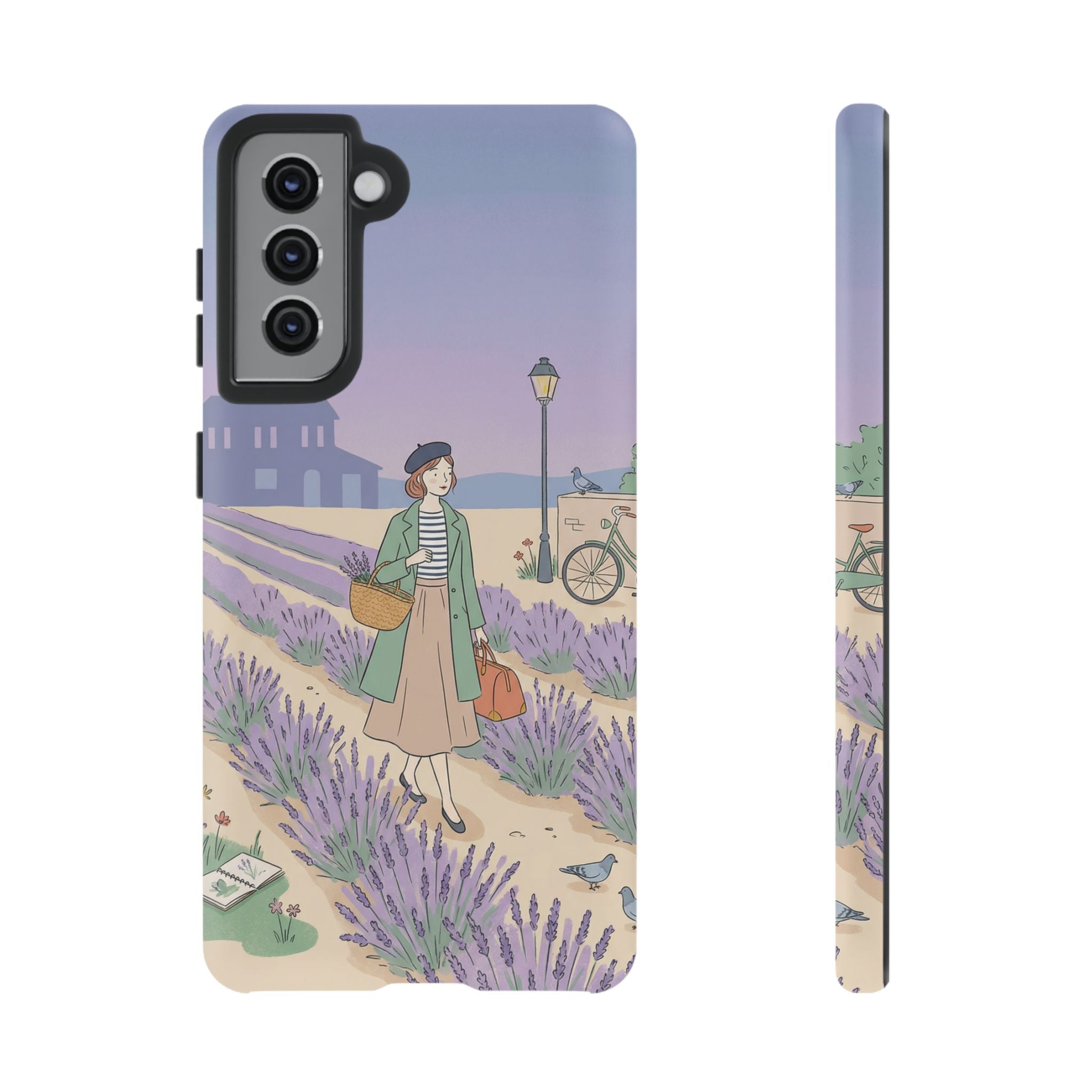 Lavender Field Samsung Galaxy Phone Case | Vintage Travel Illustration Protective Case