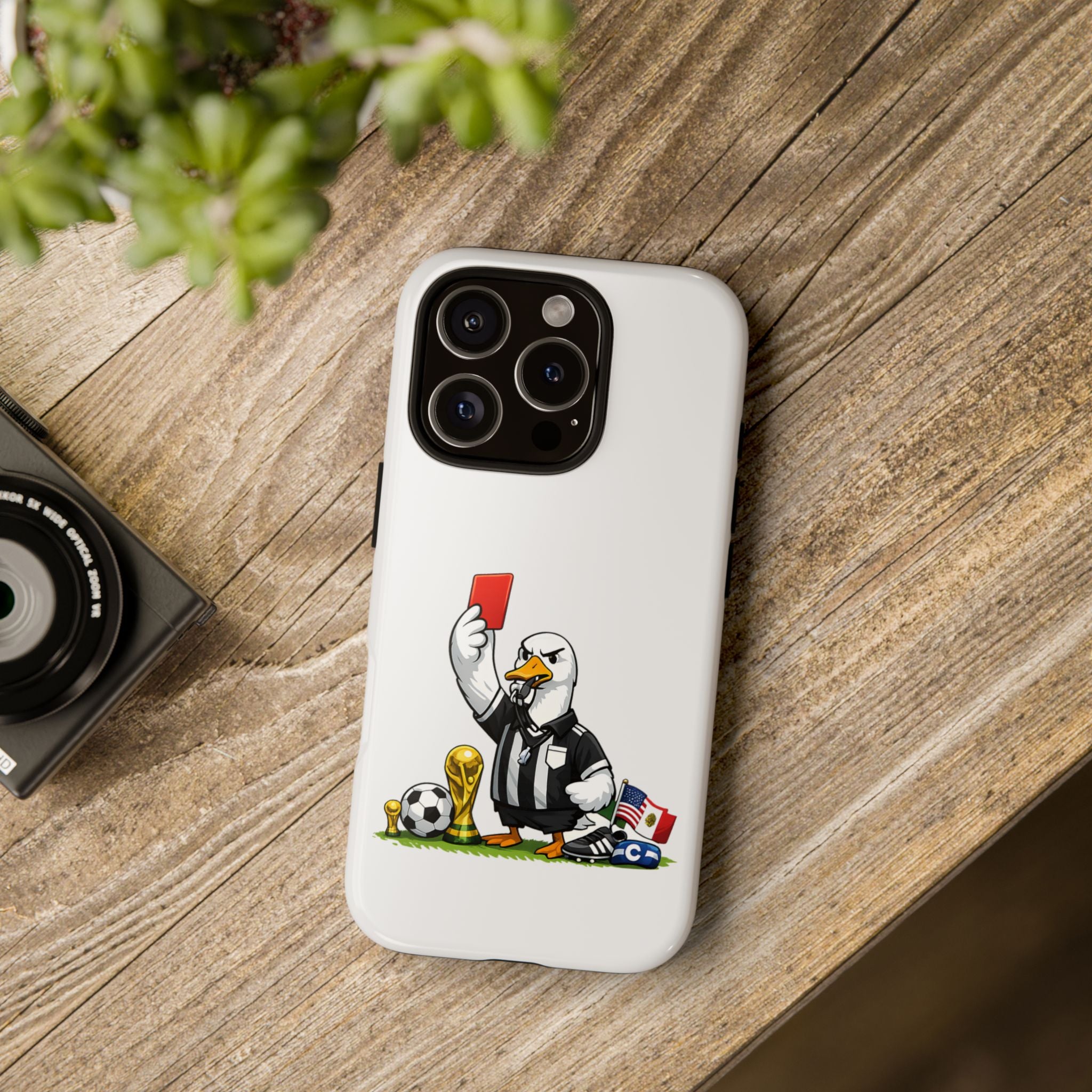 Funny Goose Referee iPhone Case | Soccer Red Card Art Cover