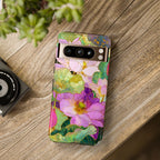 Floral Watercolor Tough Google Pixel Phone Case | Pink Lotus Garden Protective Cover