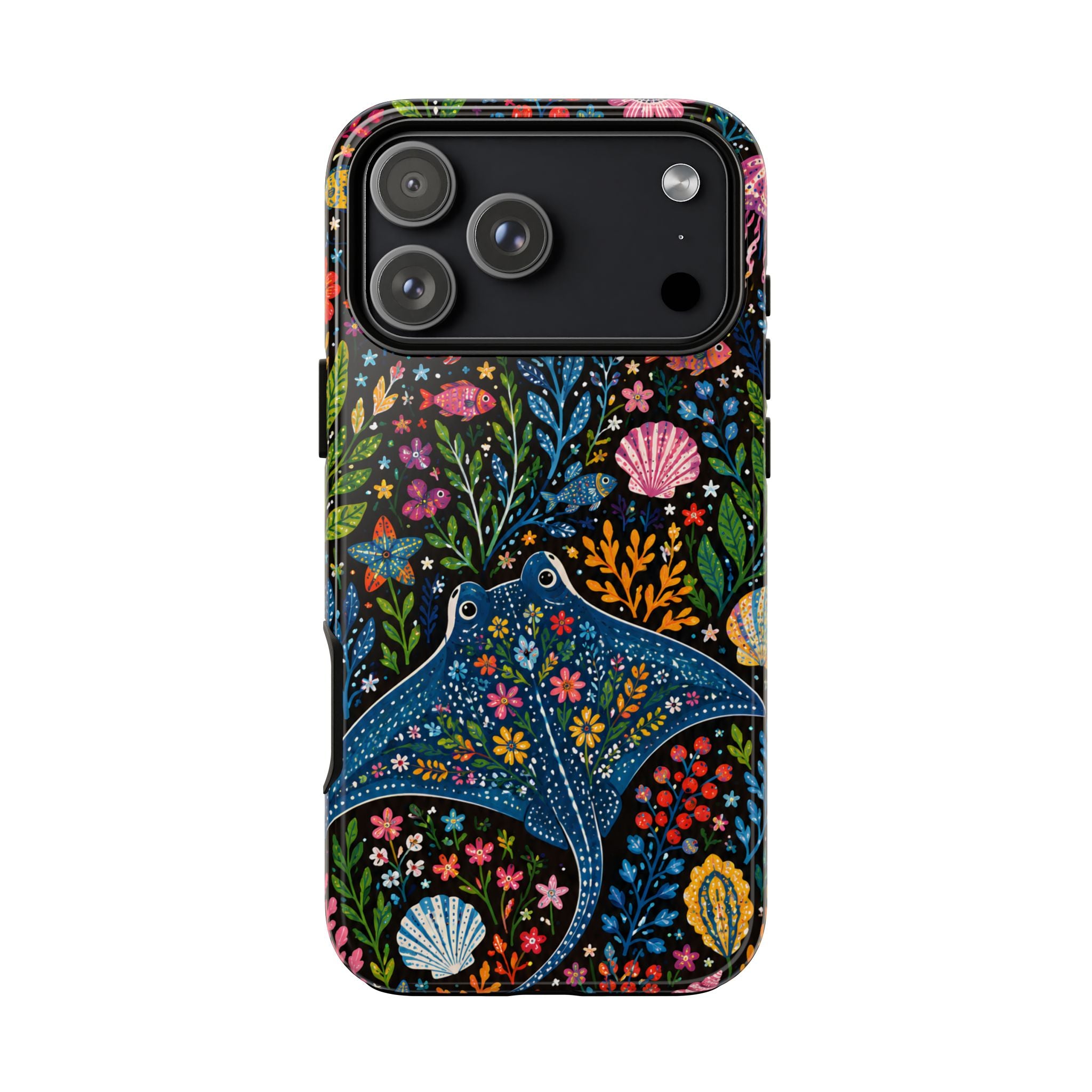 Manta Ray Floral iPhone Case | Colorful Underwater Sea Life Protective Cover