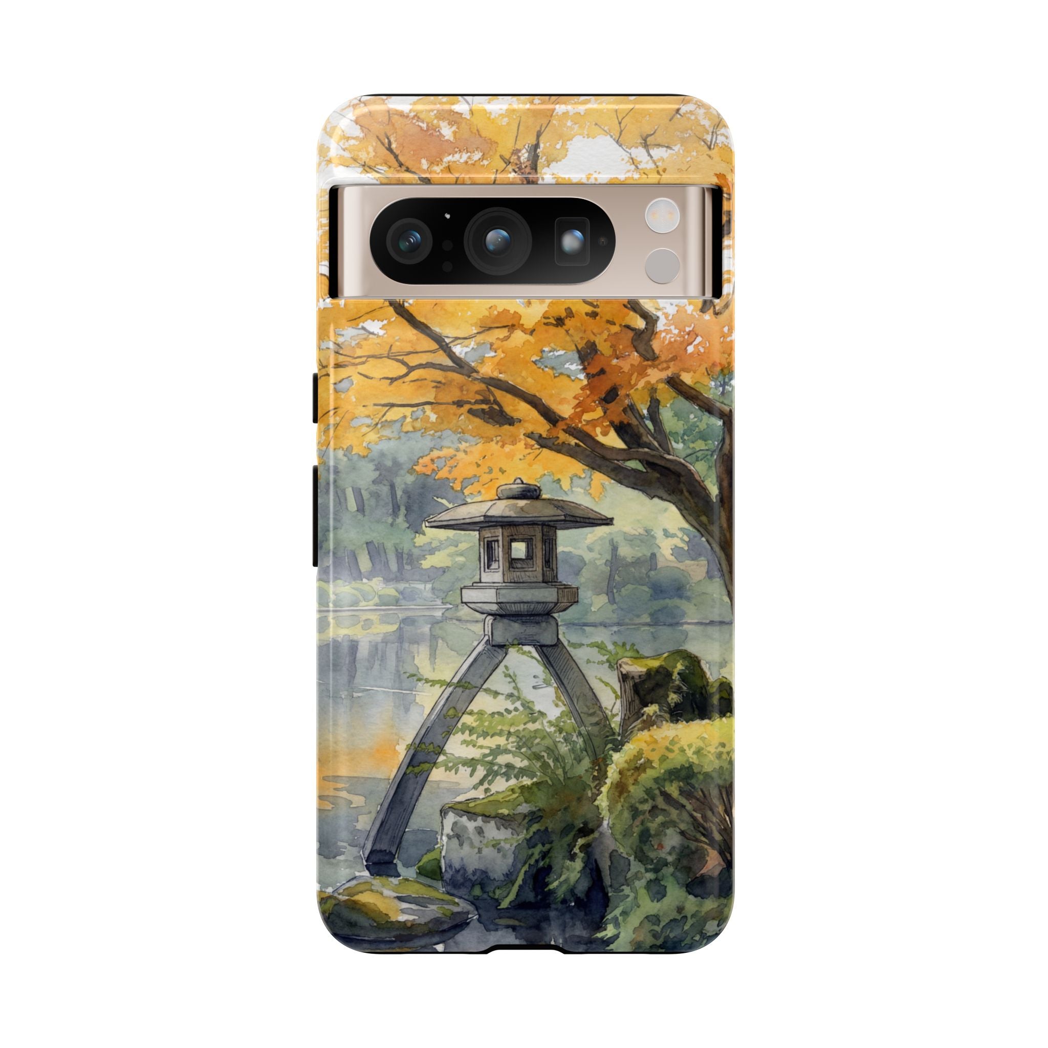 Autumn Japanese Garden Google Pixel Phone Case | Scenic Lantern Fall