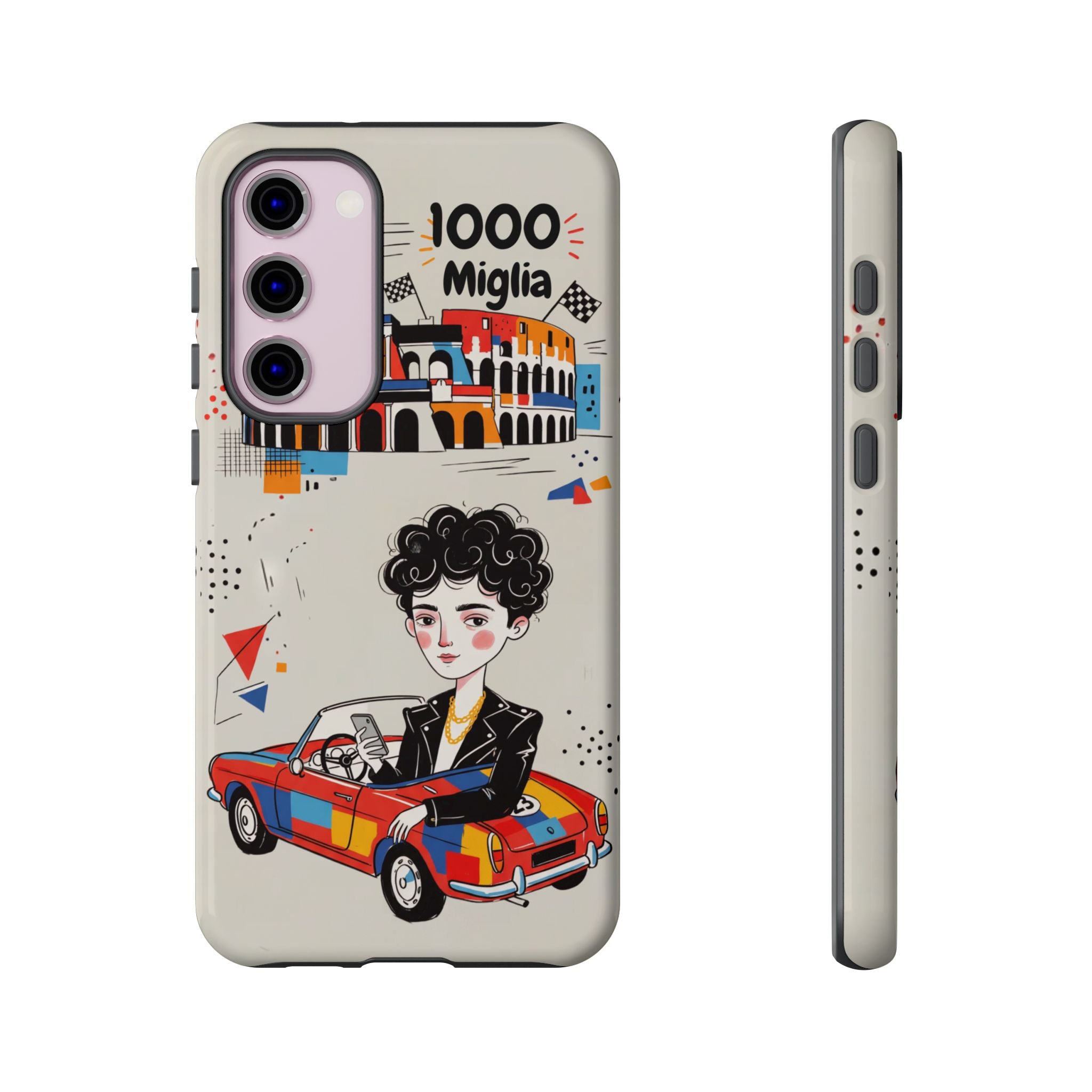 Retro Mille Miglia Car Illustration with Driver Samsung Galaxy Phone Case