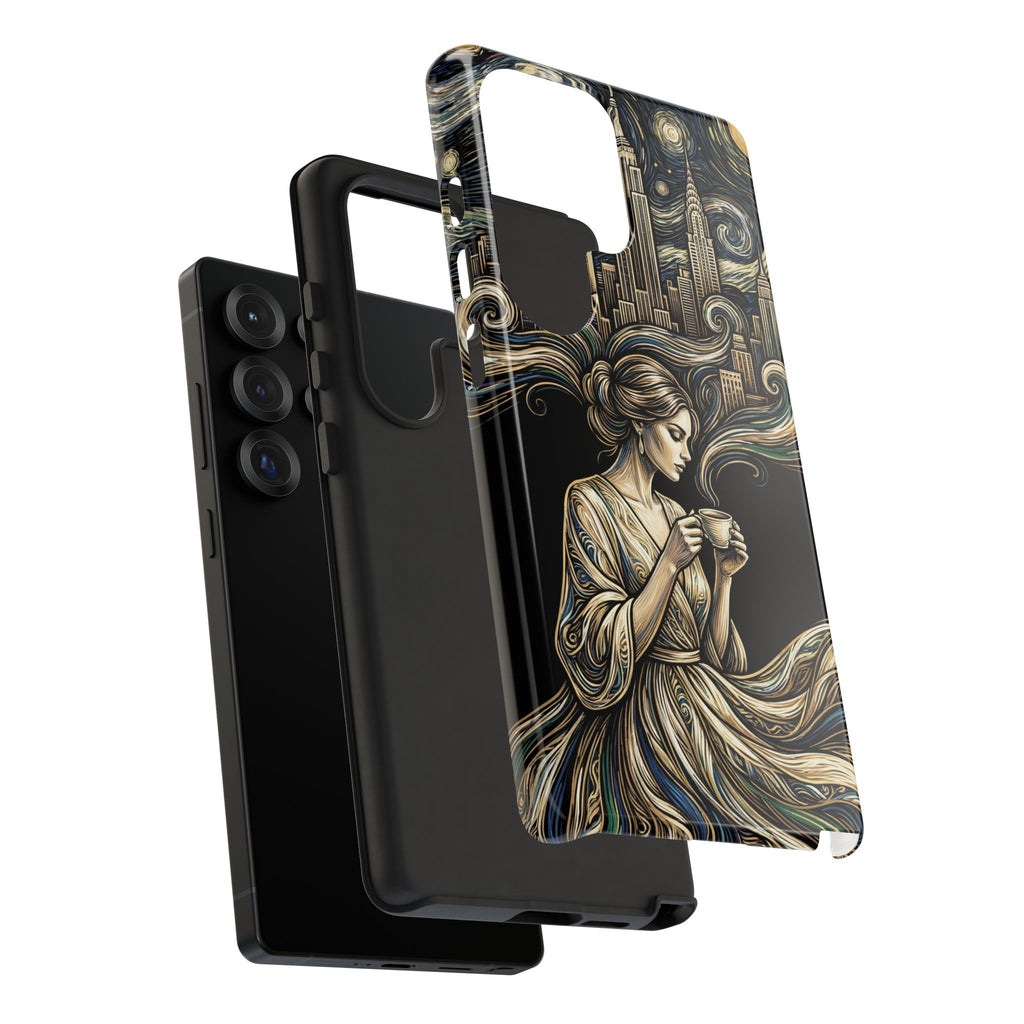Vintage Cityscape Woman Tea Art Samsung Galaxy Phone Case