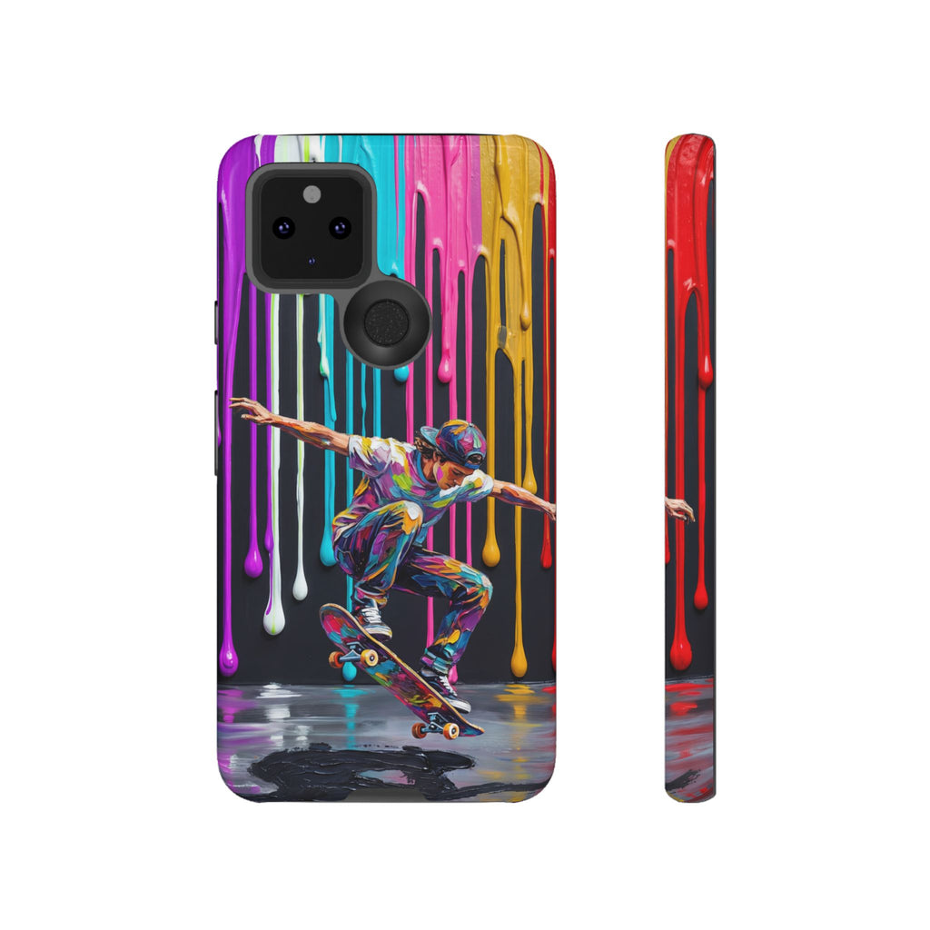 Custodia per telefono Google Pixel "Skateboarder Splash" arte colorata a goccia