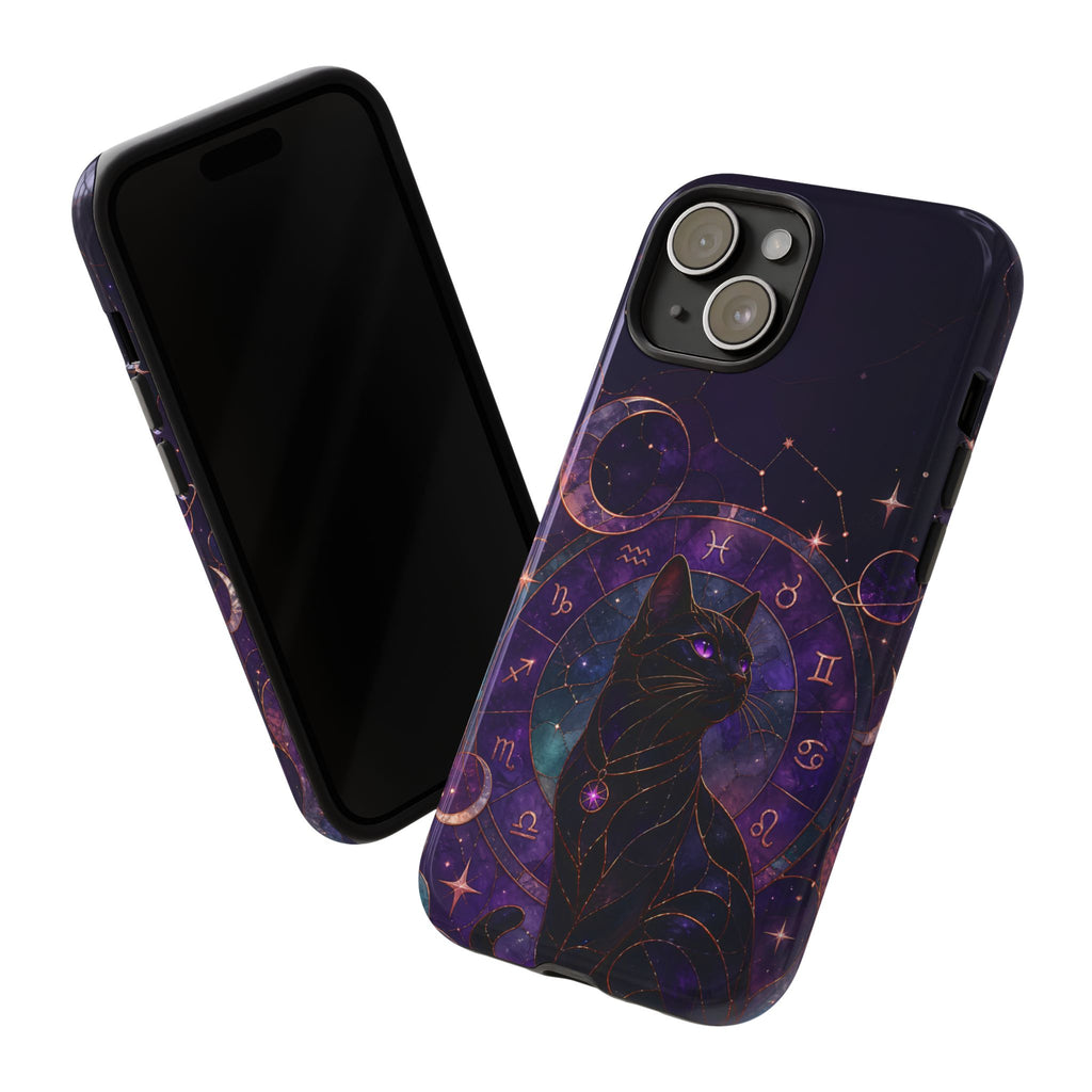 Black Cat Astrology iPhone Case | Zodiac Galaxy iPhone Case