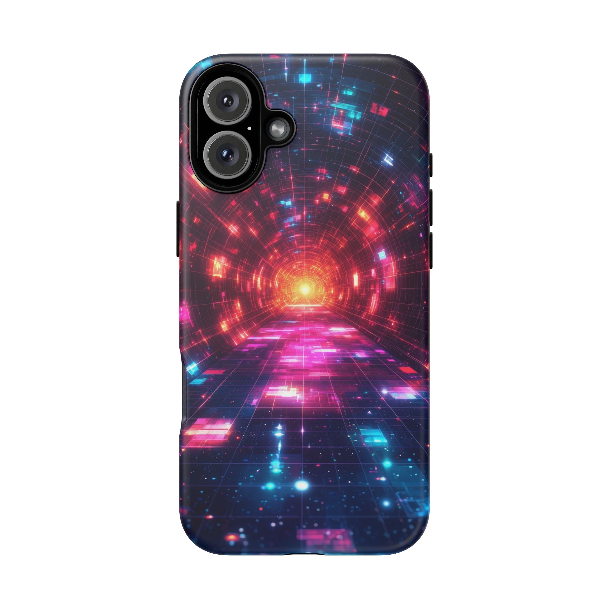 Neon Tunnel Tough iPhone Case — Retro Futuristic Galaxy Design