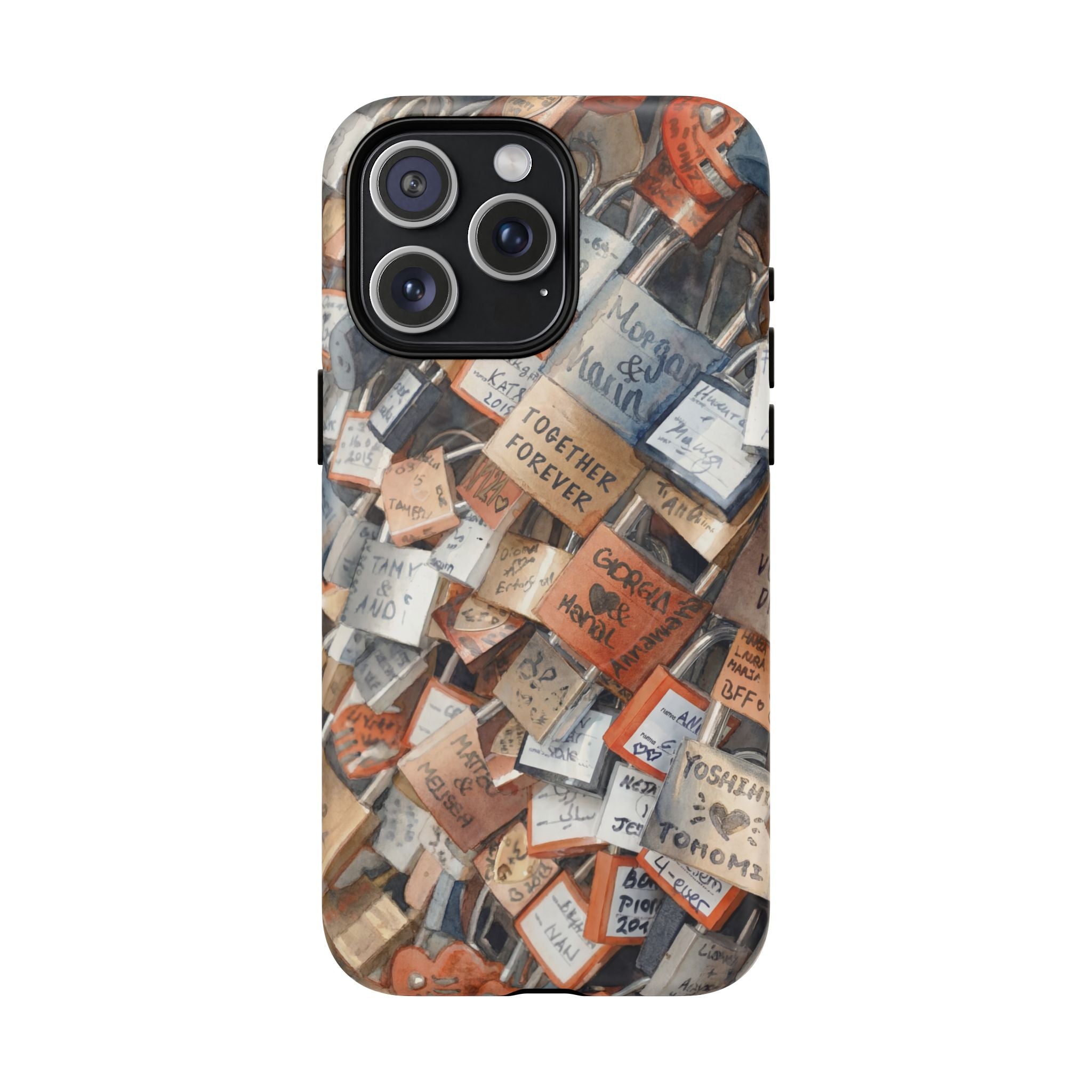 Custodia per iPhone MagSafe resistente con motivo collage di lucchetti dei desideri