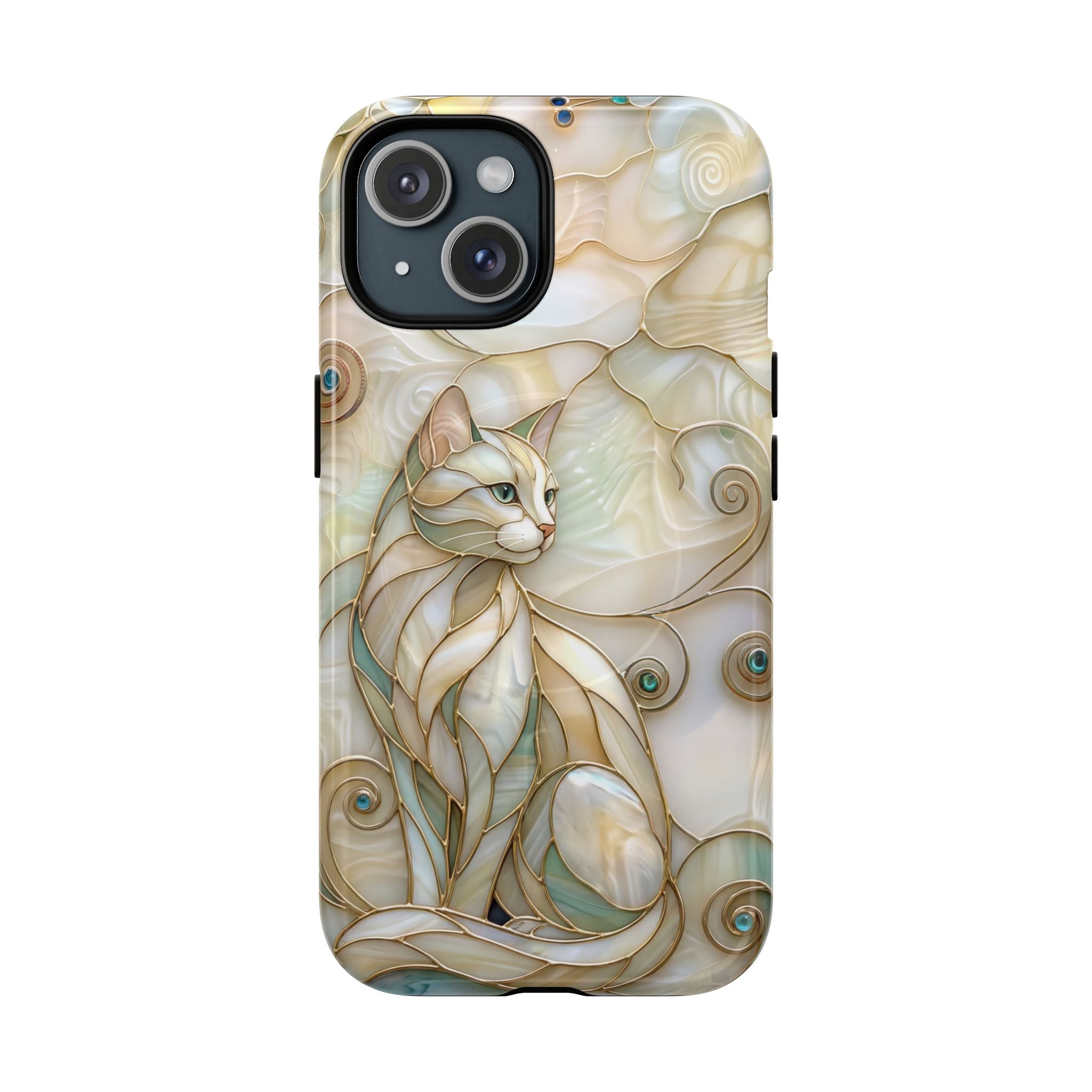 Art Nouveau Cat Phone Case | Elegant Stained-Glass Style Tough MagSafe Case
