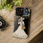 Vintage Starry Night Fashion iPhone Case | Elegant Lady in White Dress