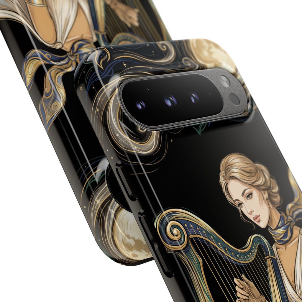 Moonlit Harp Google Pixel Phone Case | Vintage Goddess Musician Art