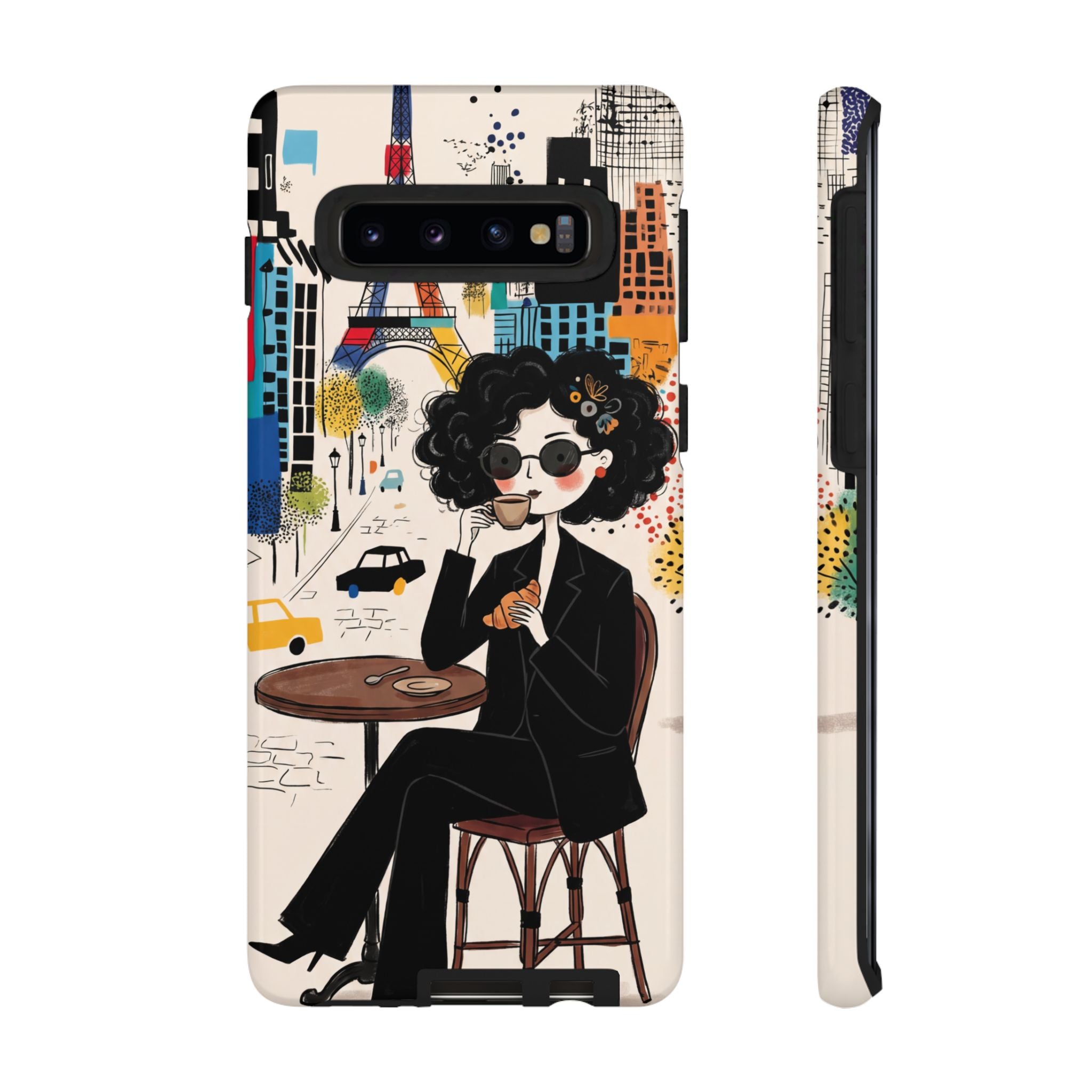 Paris Cafe Chic Samsung Galaxy Phone Case | Stylish Woman Illustration iPhone Cover