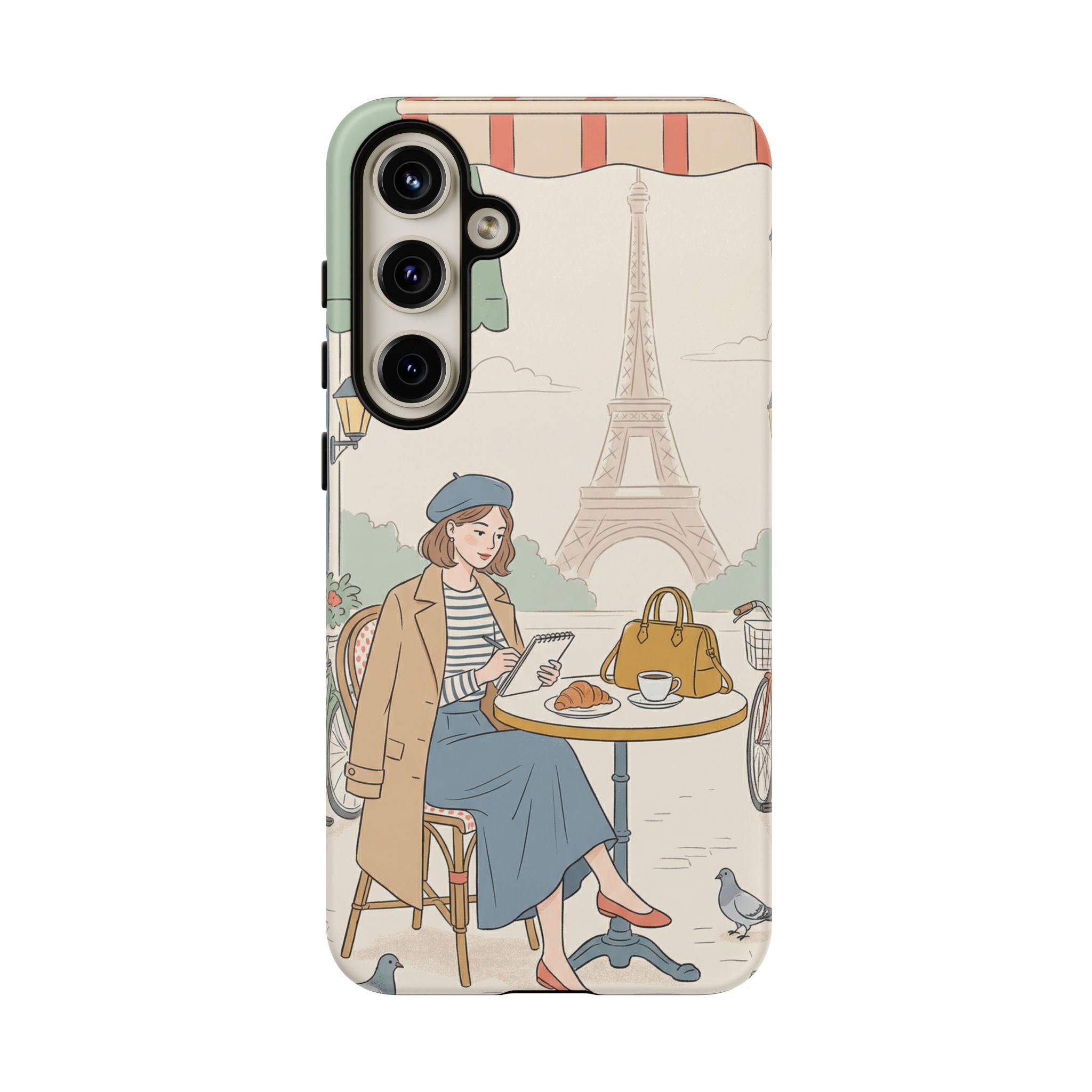 Paris Cafe Samsung Galaxy Phone Case | Cute Vintage Eiffel Tower Travel