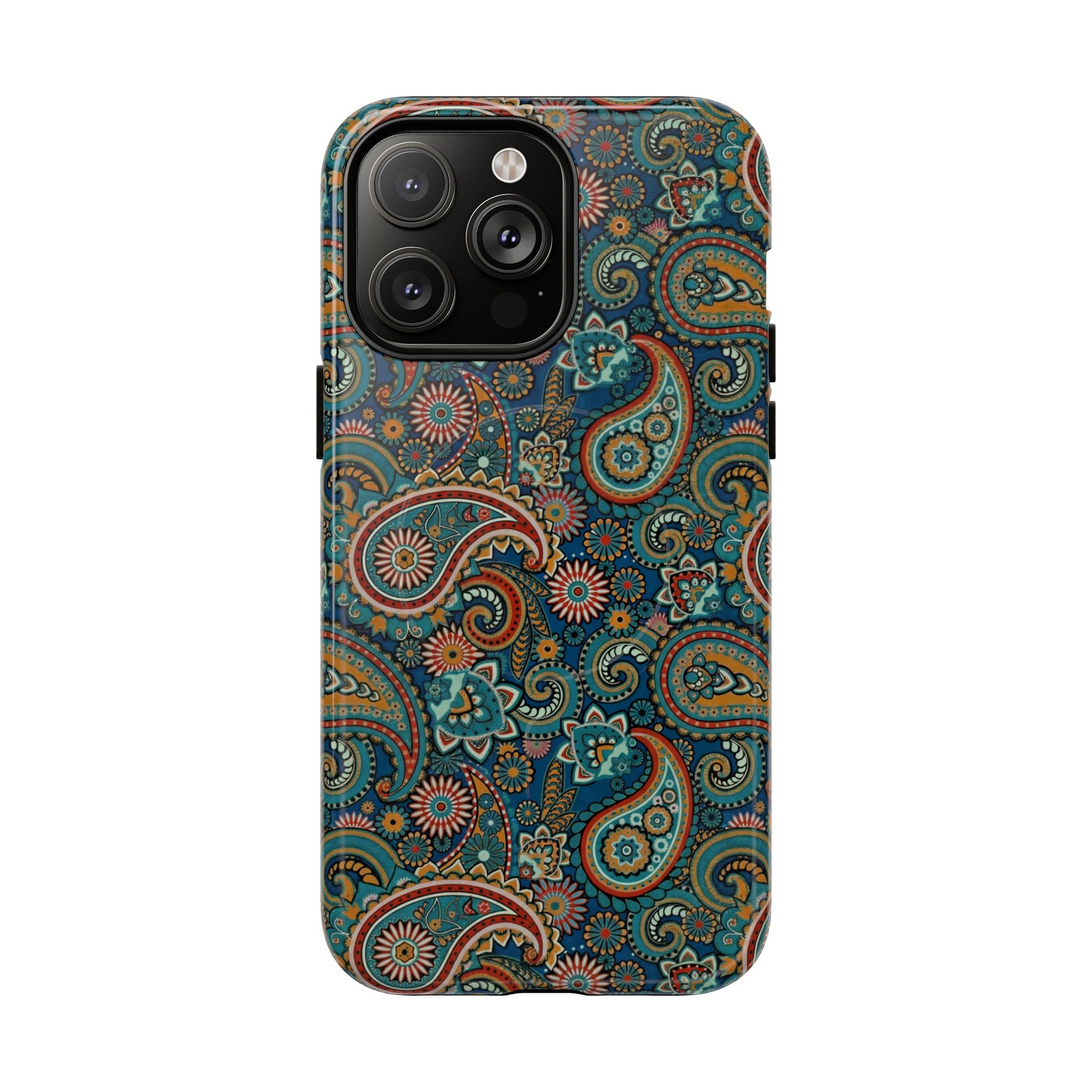 Batik Teal Paisley Tough MagSage iPhone Case