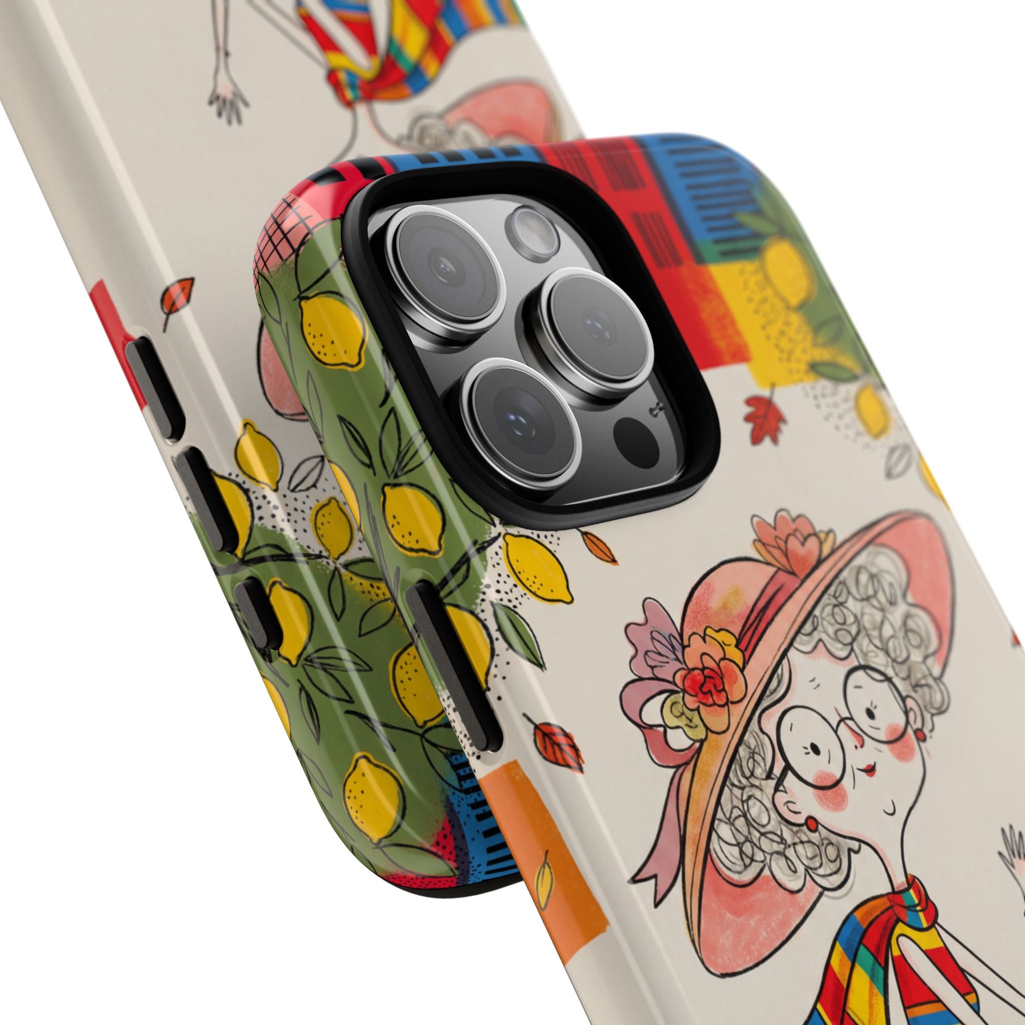 Vintage Scooter Granny iPhone Case | Colourful Retro Elderly Lady Design