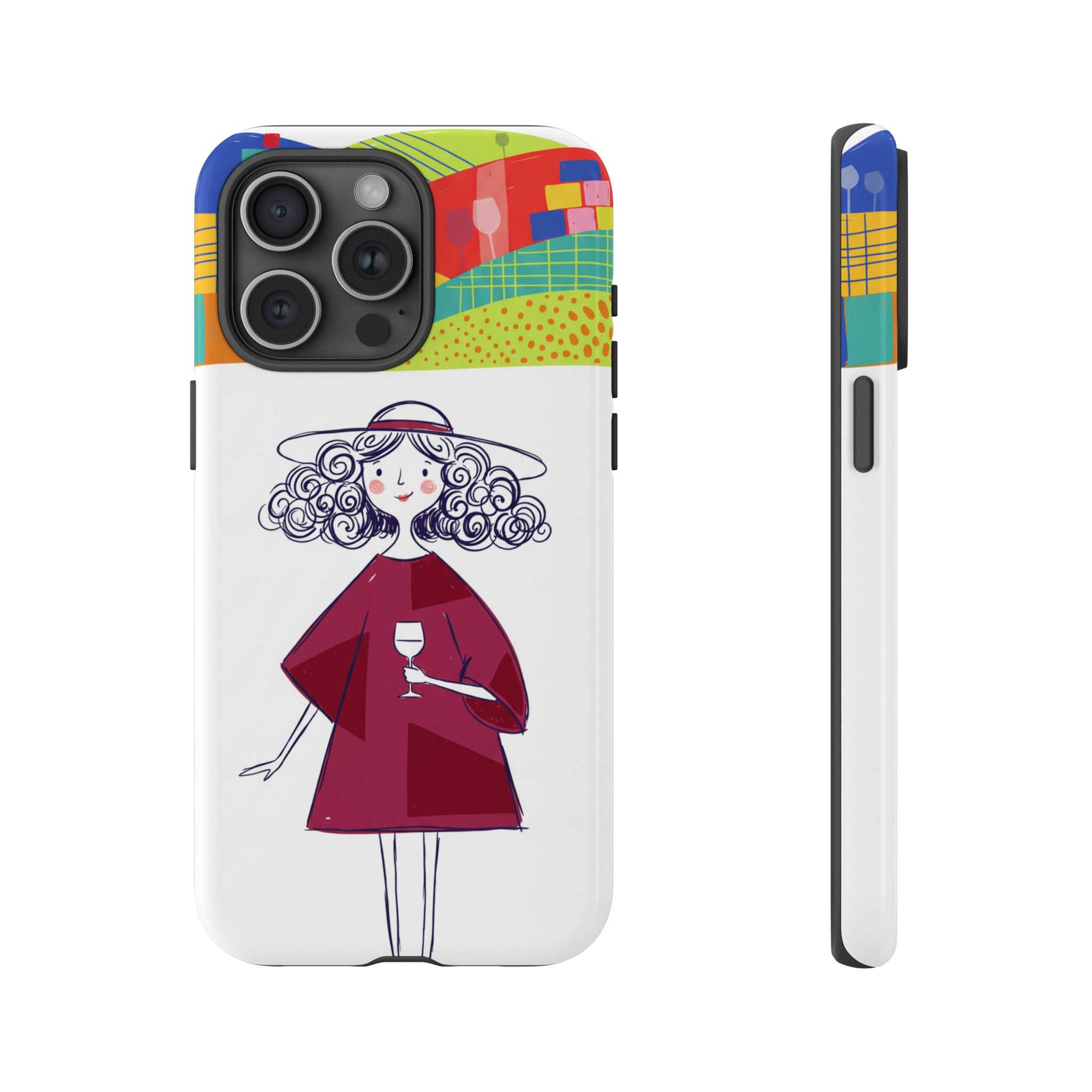 Colourful Artistic Wine Lady iPhone Case
