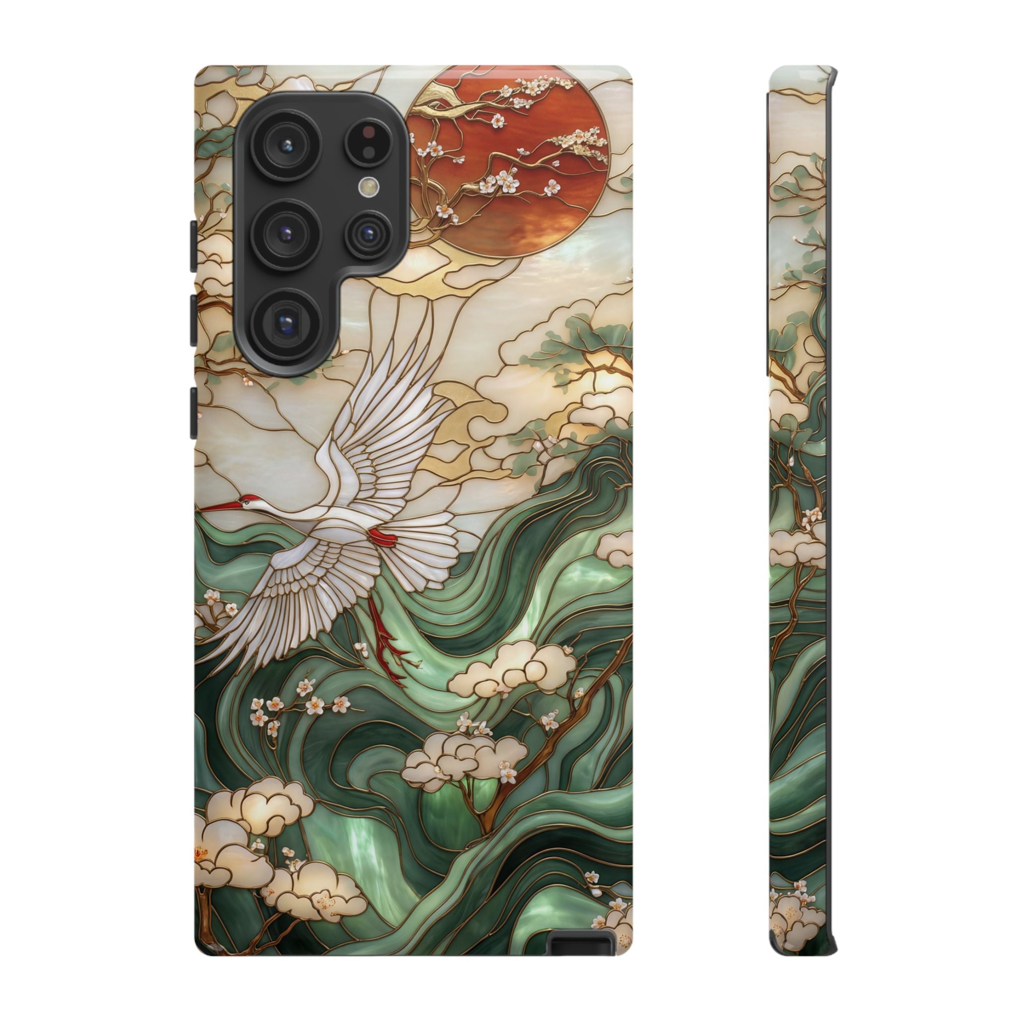Cranes & Waves Protective Samsung Galaxy Case | Japanese-Inspired Art Phone Cover