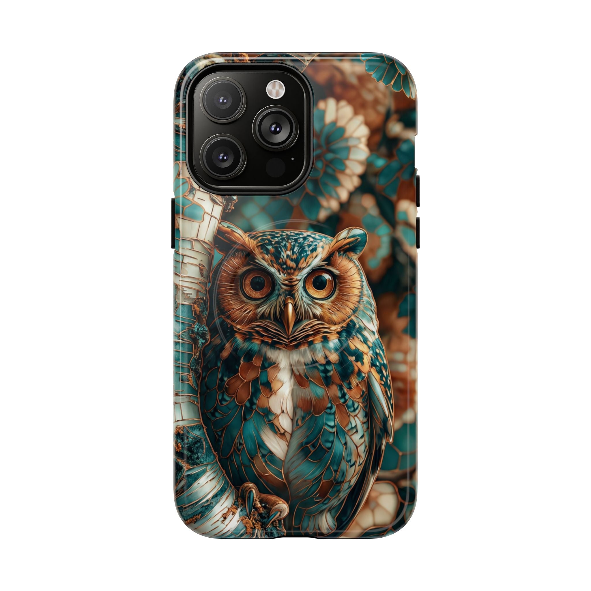 Custodia MagSafe resistente per iPhone con motivo a mosaico gufo