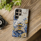 Floral Bee Tough Samsung Galaxy Phone Case | Blue & Yellow Moon Garden Design