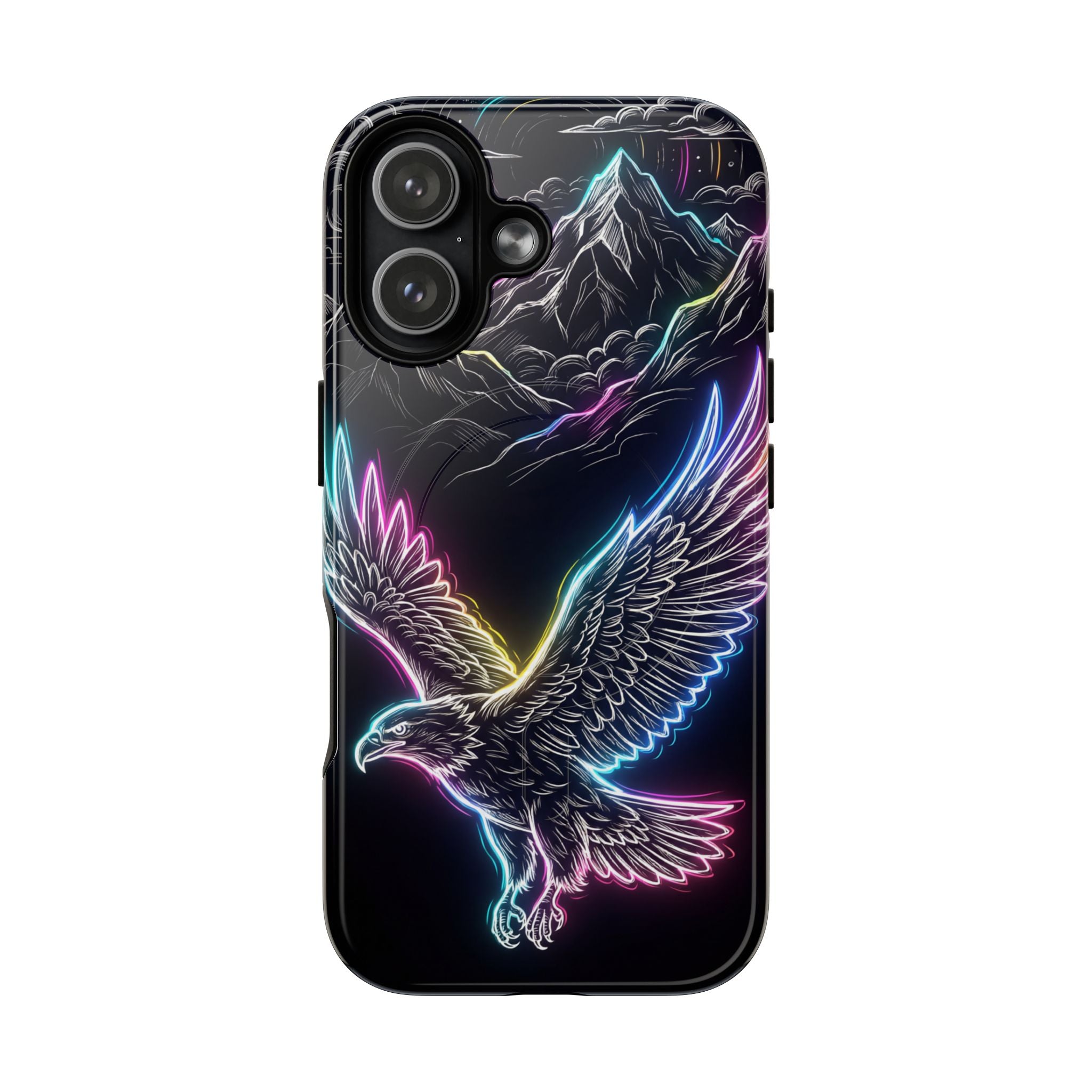 Neon Eagle MagSafe iPhone Case with Mountain Design