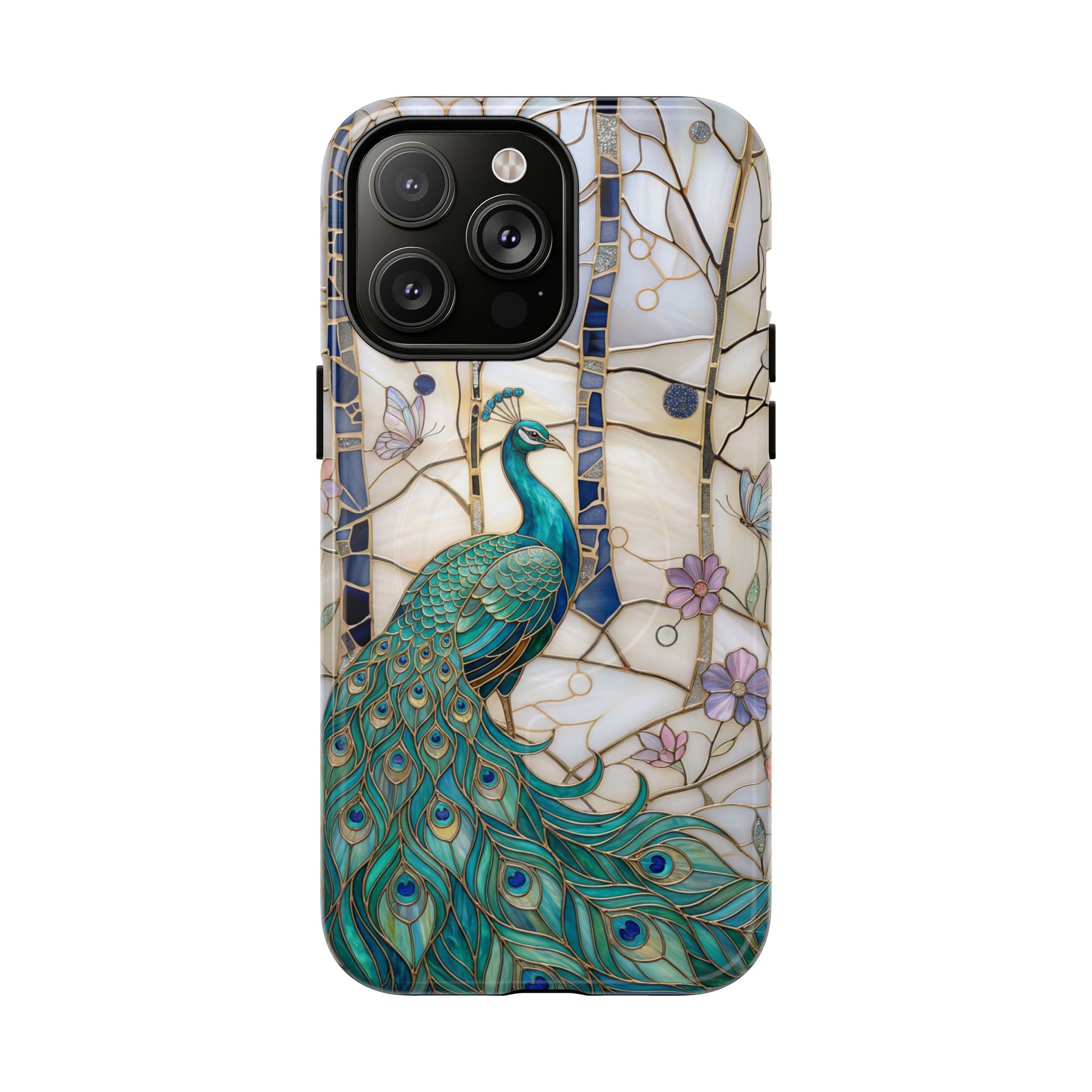 Peacock Stained Glass Tough MagSafe Phone Case