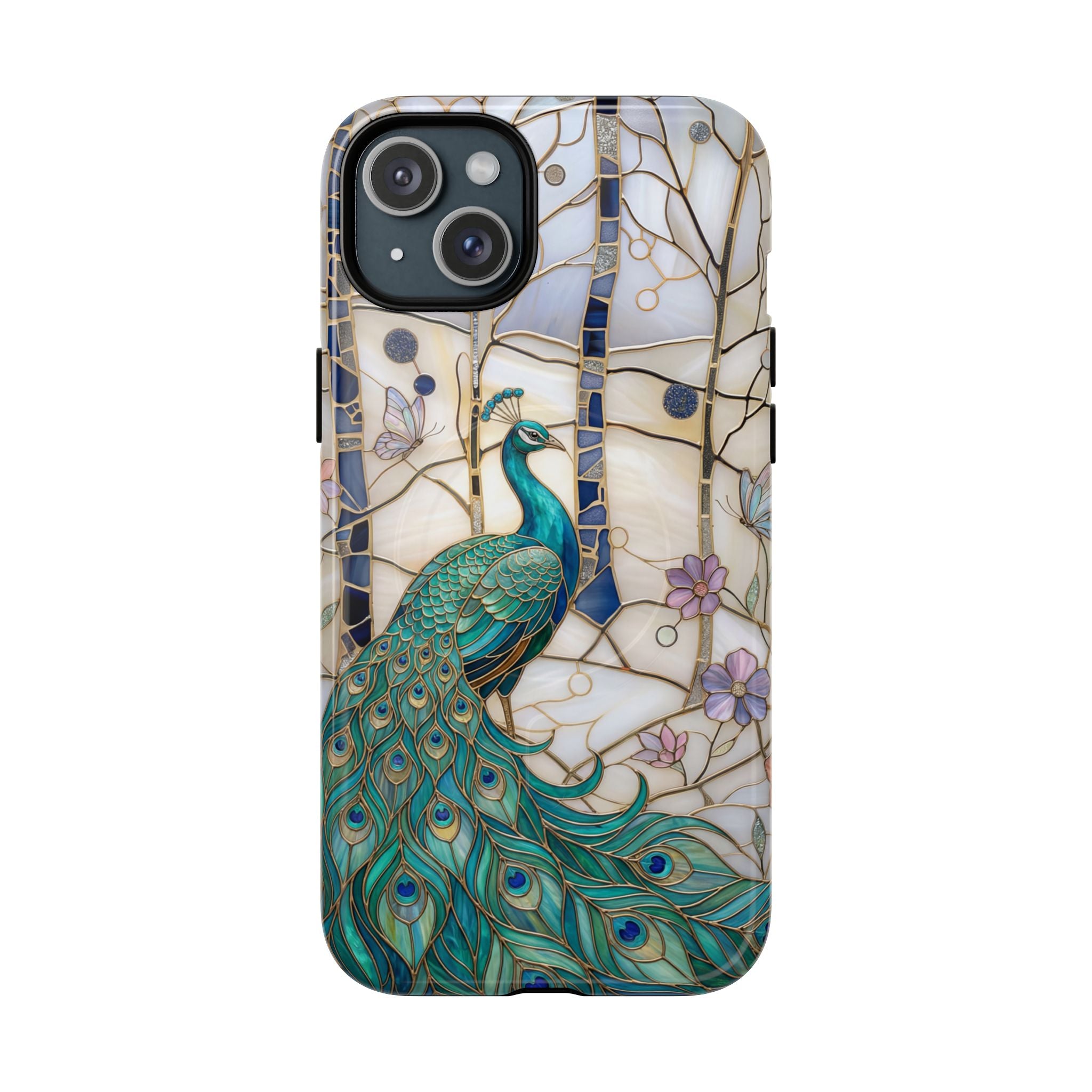 Peacock Stained Glass Tough MagSafe Phone Case