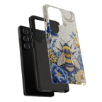 Floral Bee Tough Samsung Galaxy Phone Case | Blue & Yellow Moon Garden Design