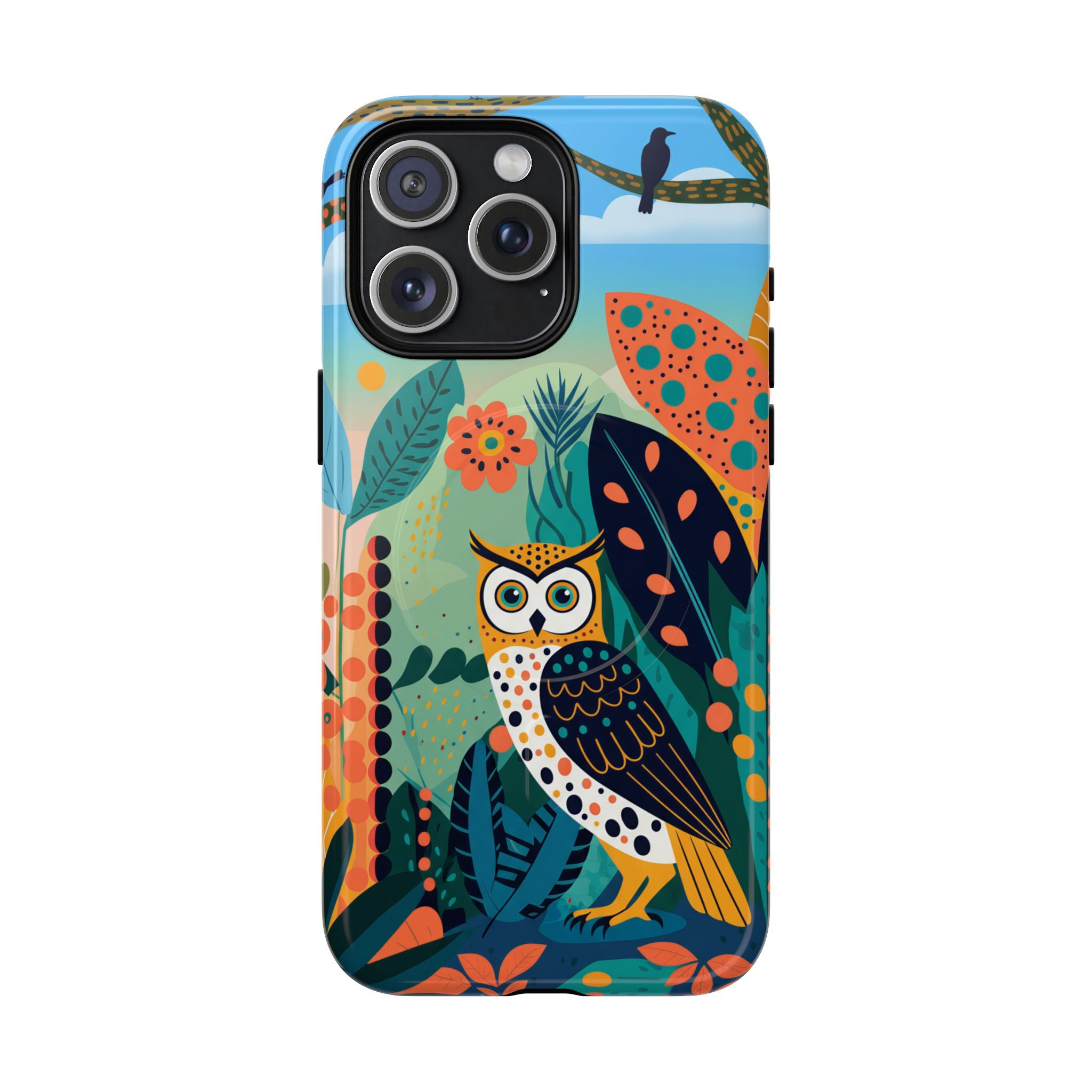 Botanical Forest Colourful Owl MagSafe iPhone Case