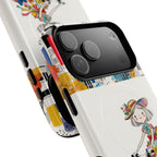 Whimsical Girl on Brompton Bicycle Urban Illustration MagSafe iPhone Case