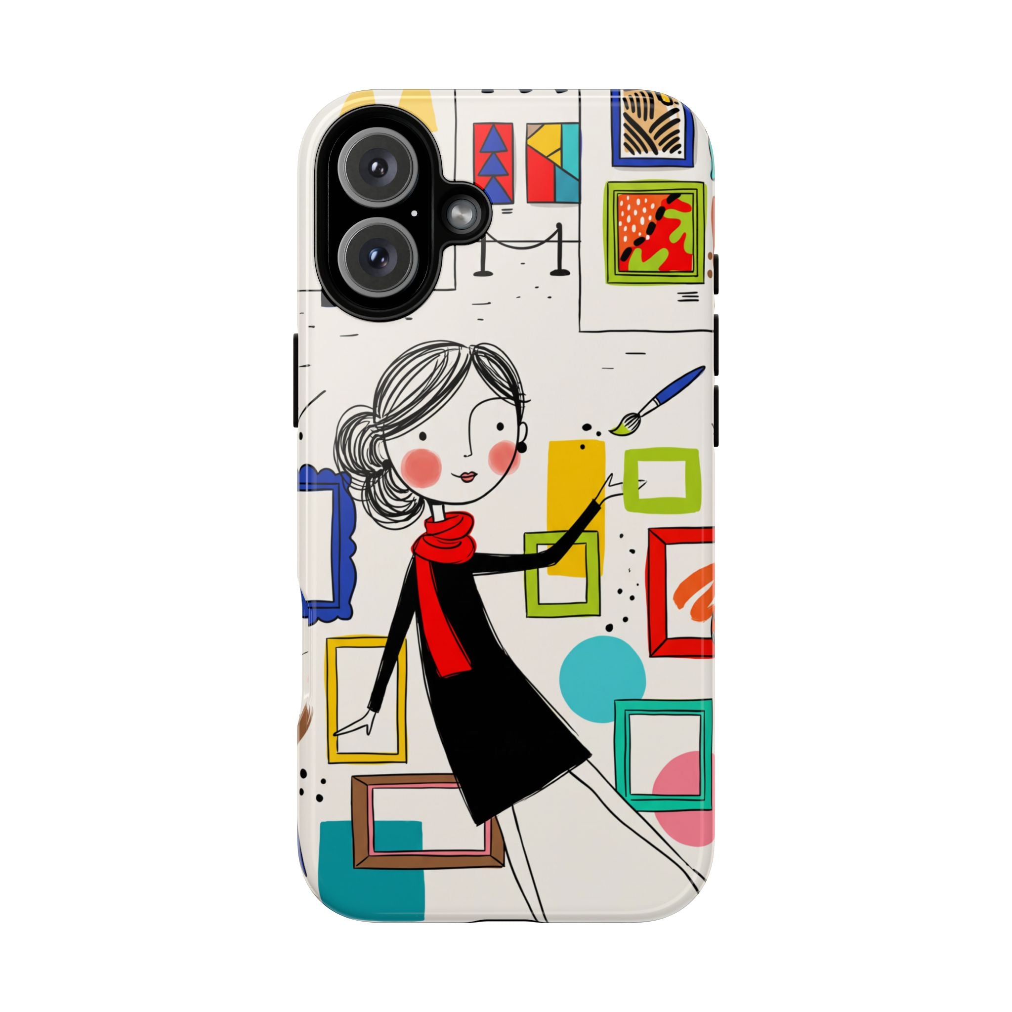 Art Gallery Illustration iPhone Case | Cute Woman with Frames Design
