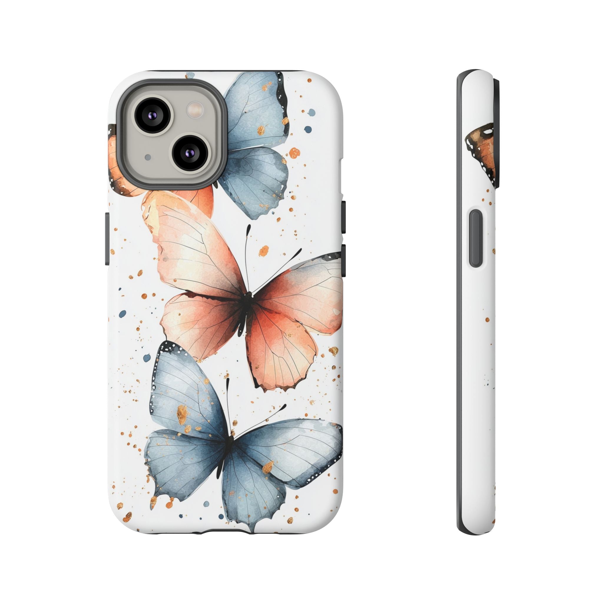 Watercolour Blue & Peach Butterfly Tough iPhone Case