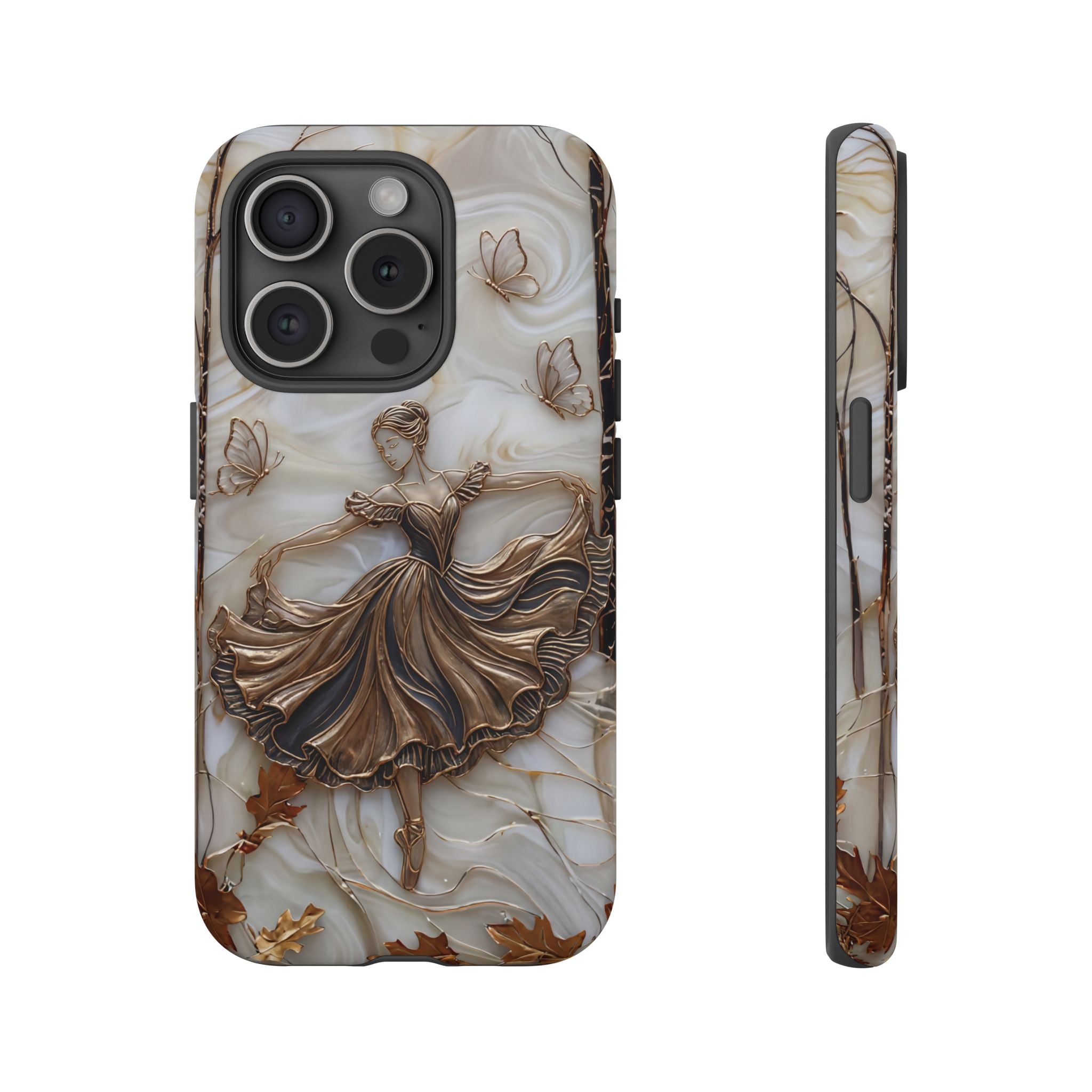 Elegant Bronze Ballerina Dance Design iPhone Case