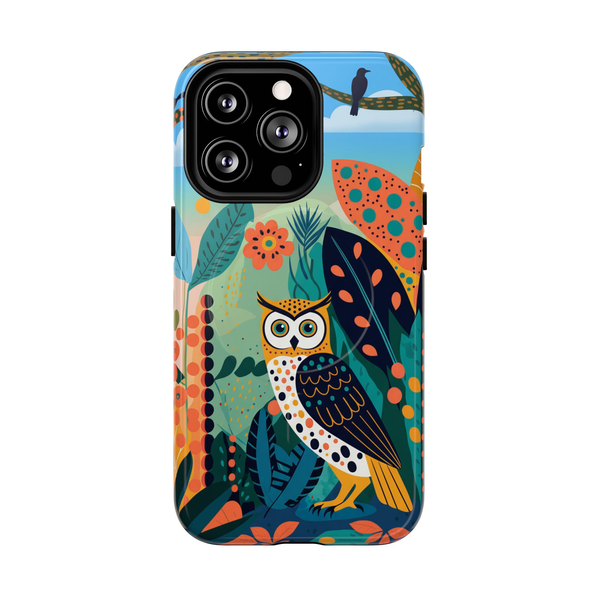 Botanical Forest Colourful Owl MagSafe iPhone Case