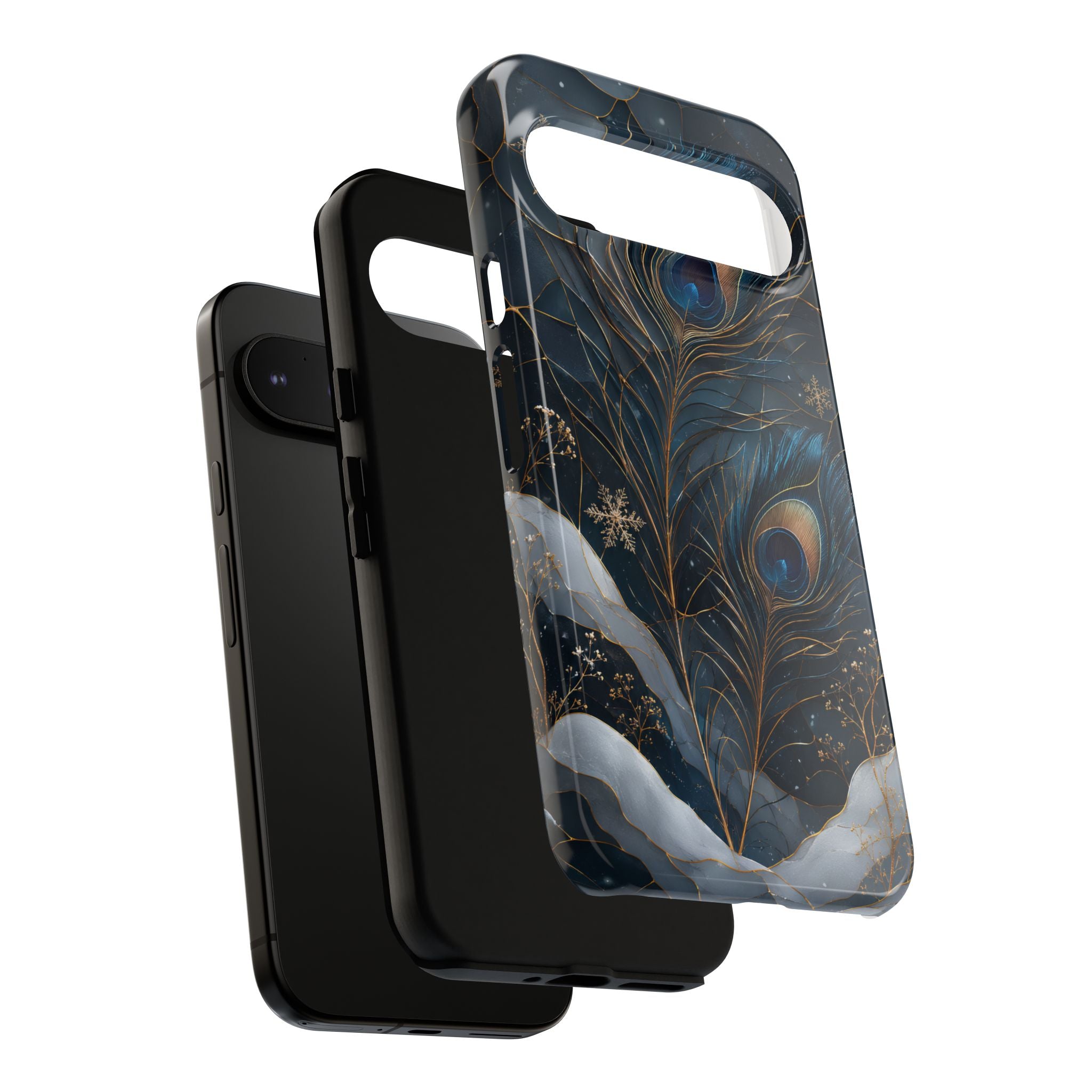 Peacock Feather Google Pixel Phone Case | Blue Gold Phone Case