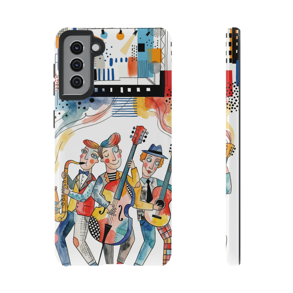 Custodia per Samsung Galaxy Illustrata Trio Musicale | Cover Colorata con Band Jazz