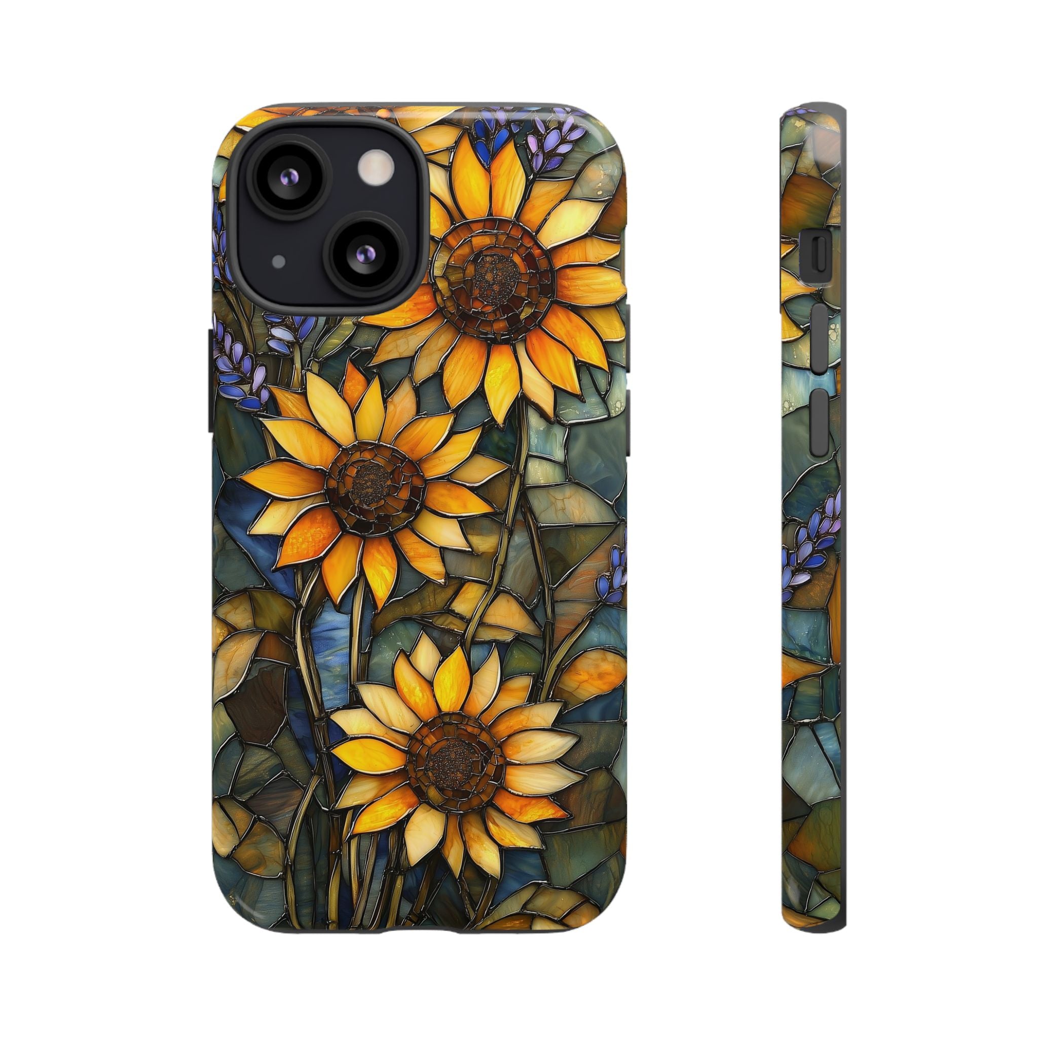 Sunflower Stained Glass Tough iPhone Case | Floral Protective Cover