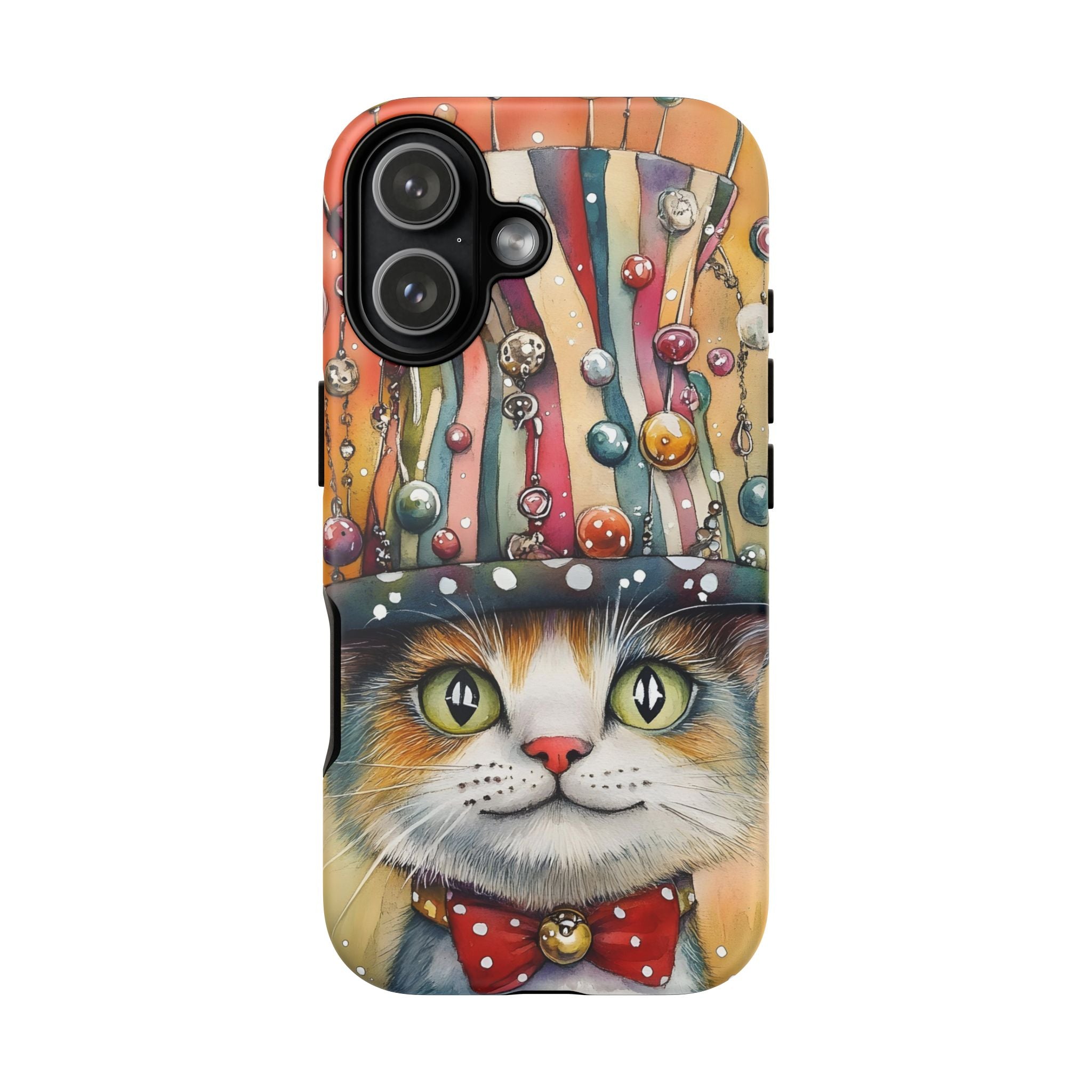 Cat in Colorful Top Hat iPhone Case — Whimsical Cat Art iPhone Case