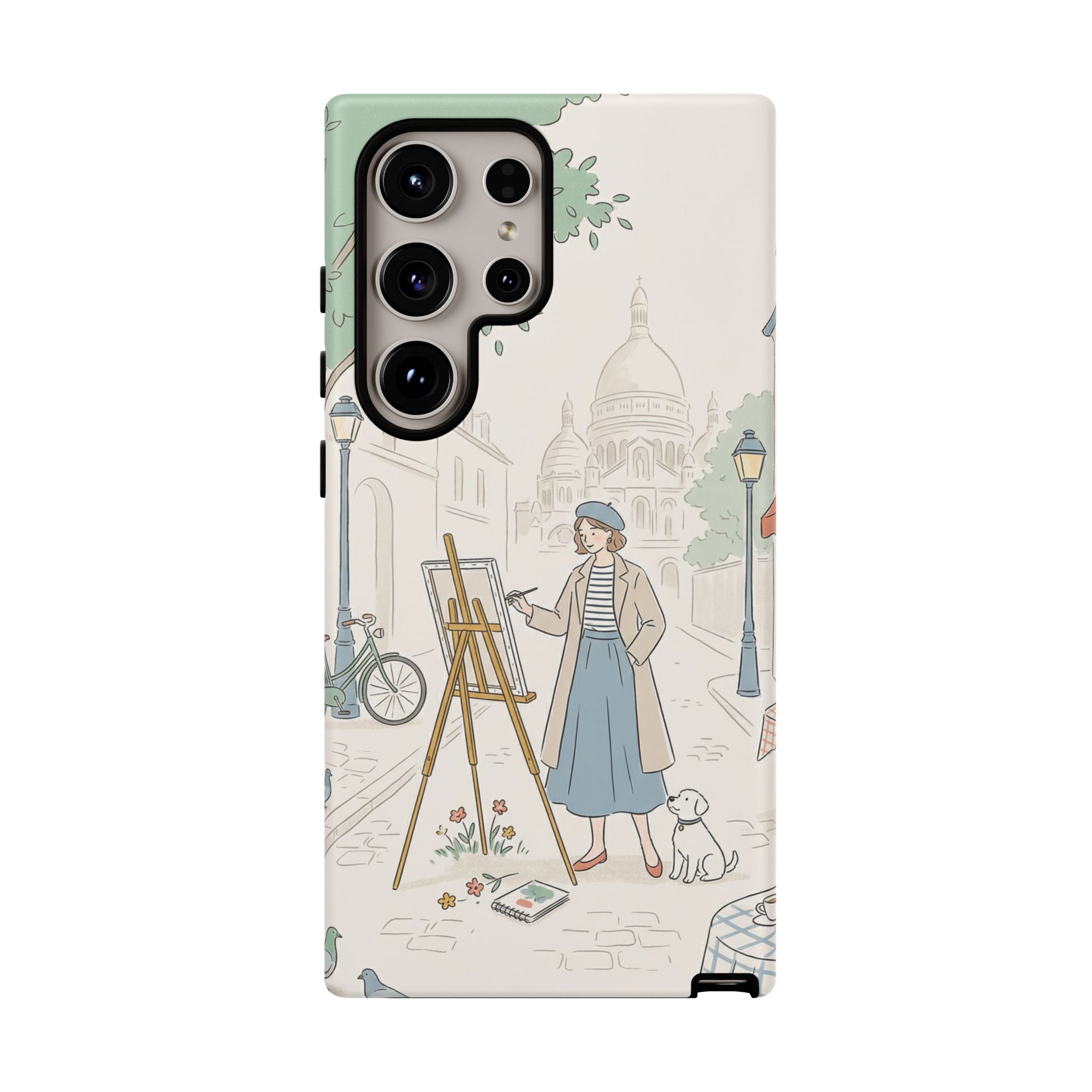 Artist in Paris Samsung Galaxy Phone Case | Vintage Painter Street Scene Protective Cover