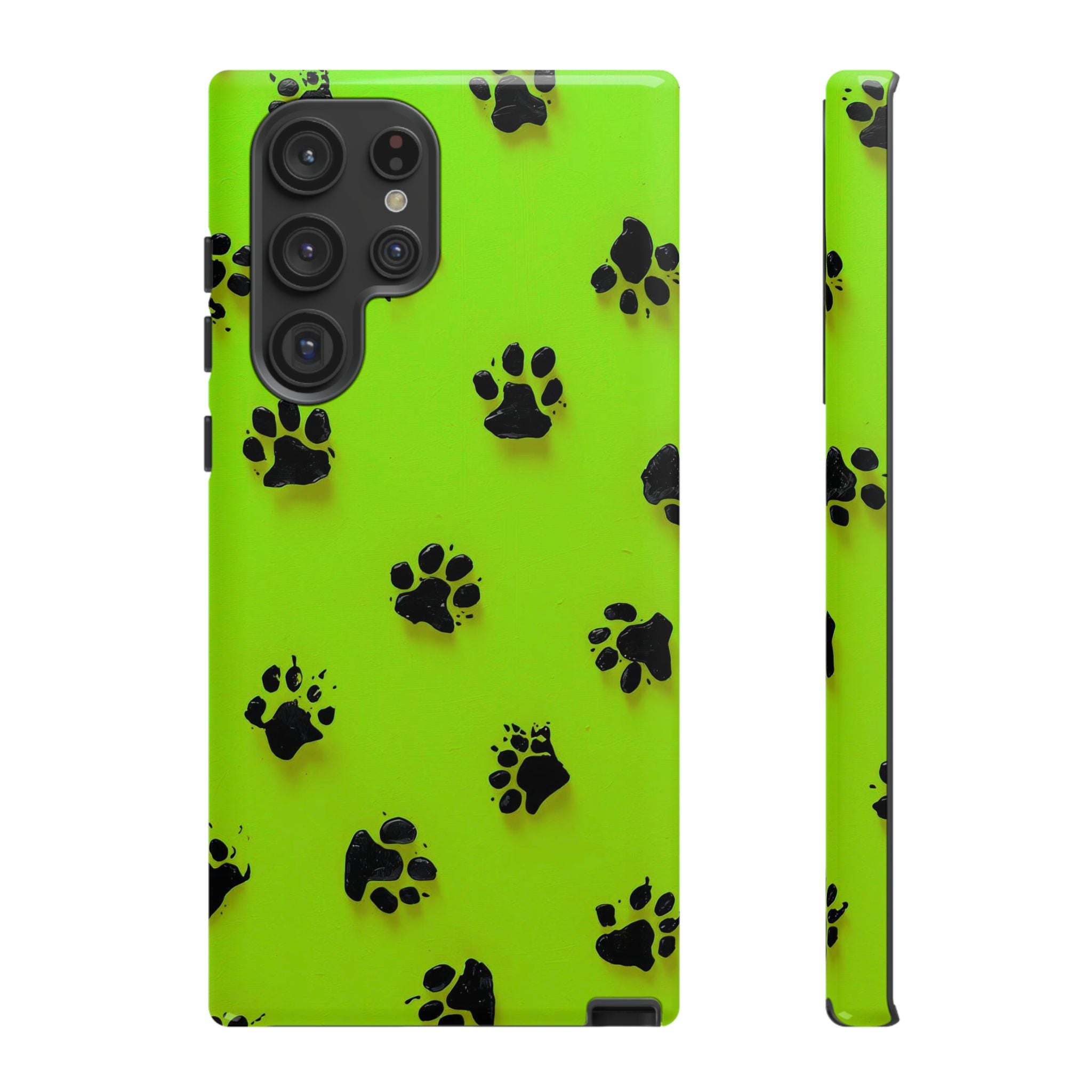 Neon Paw Print Tough Samsung Galaxy Case — Shockproof Pet Lover iPhone Cover
